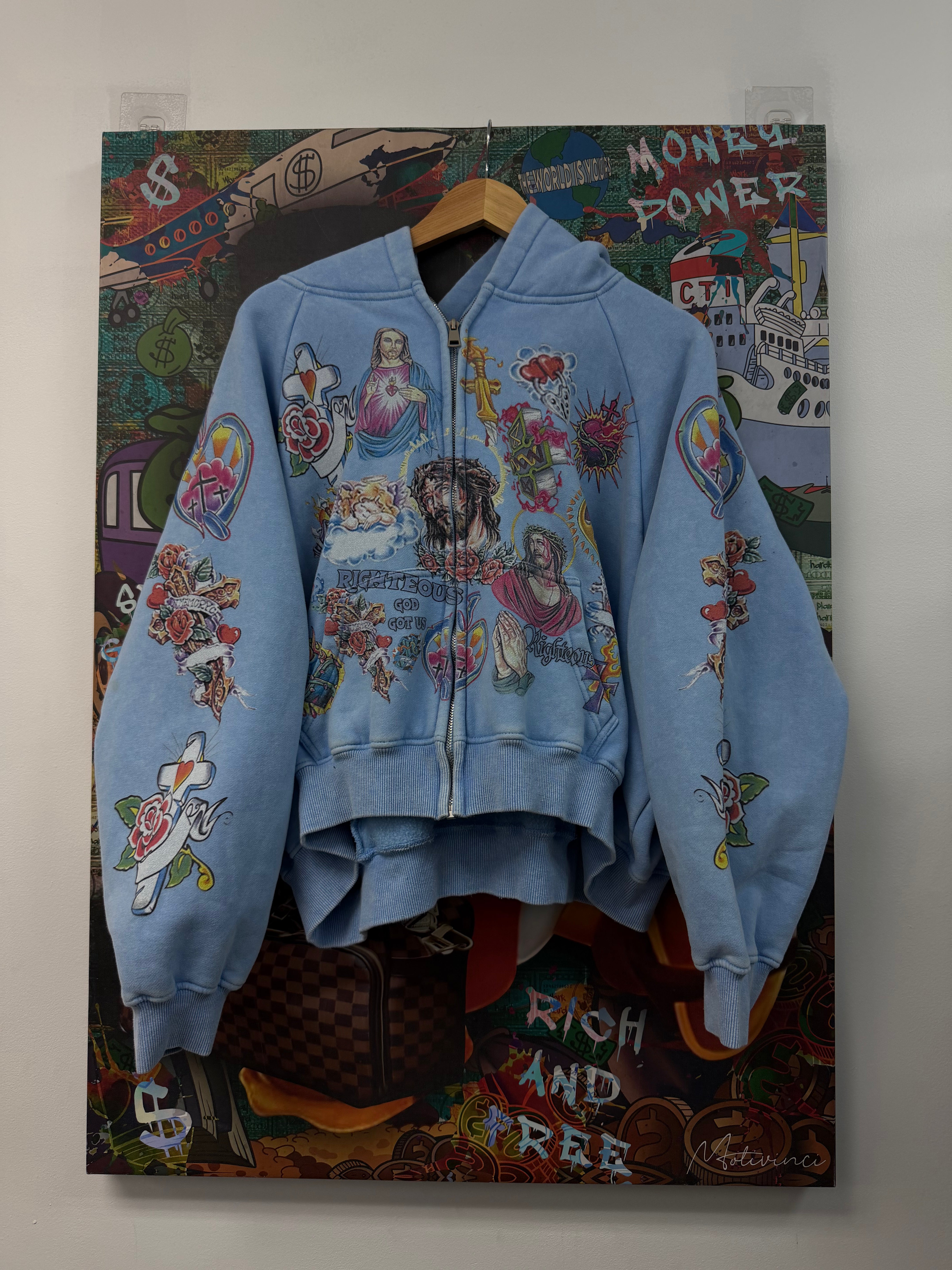 We Are Righteous Blue Risen Zip Up Hoodie