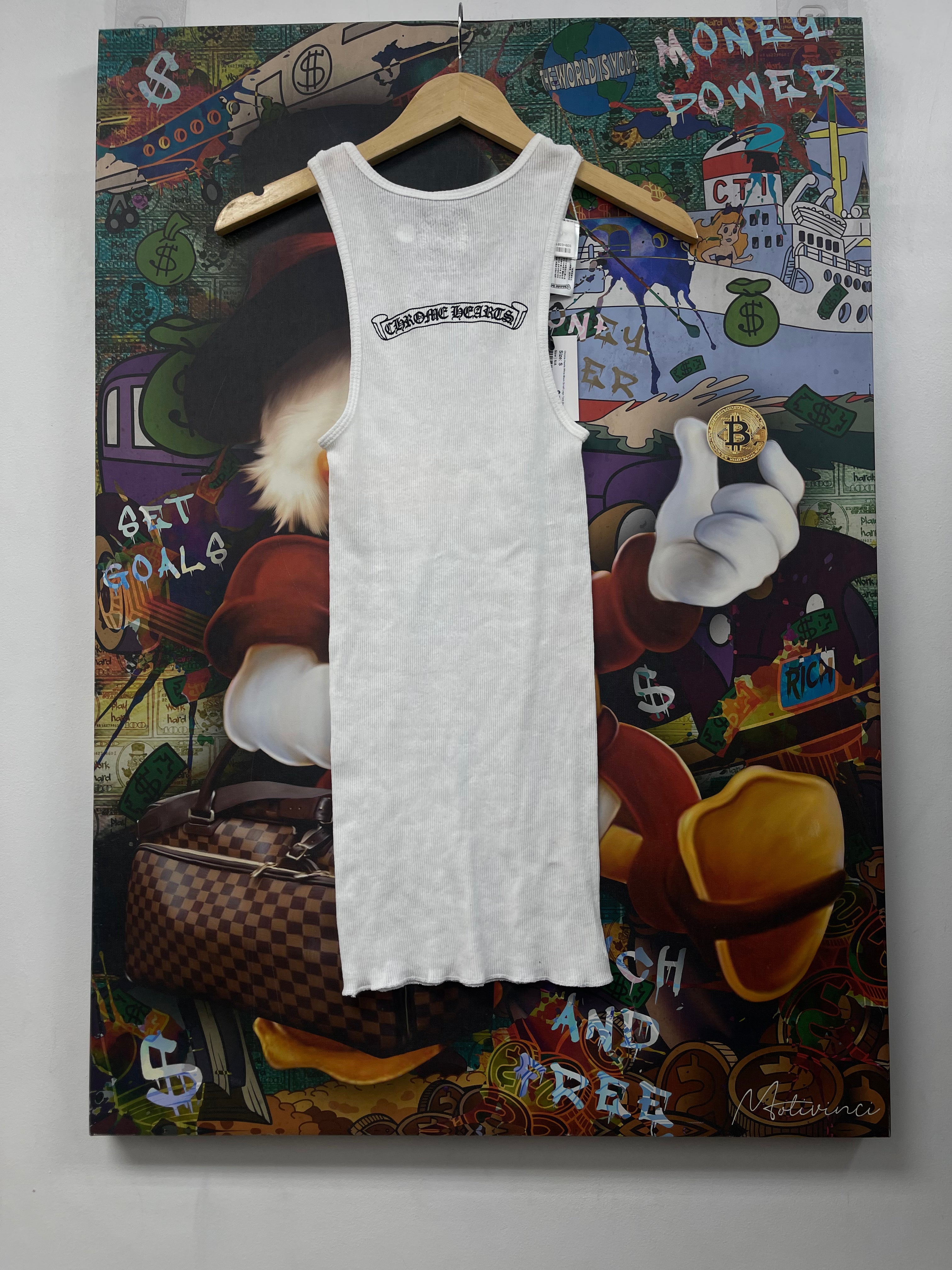 Chrome Hearts White Black Scroll Logo Tank Dress