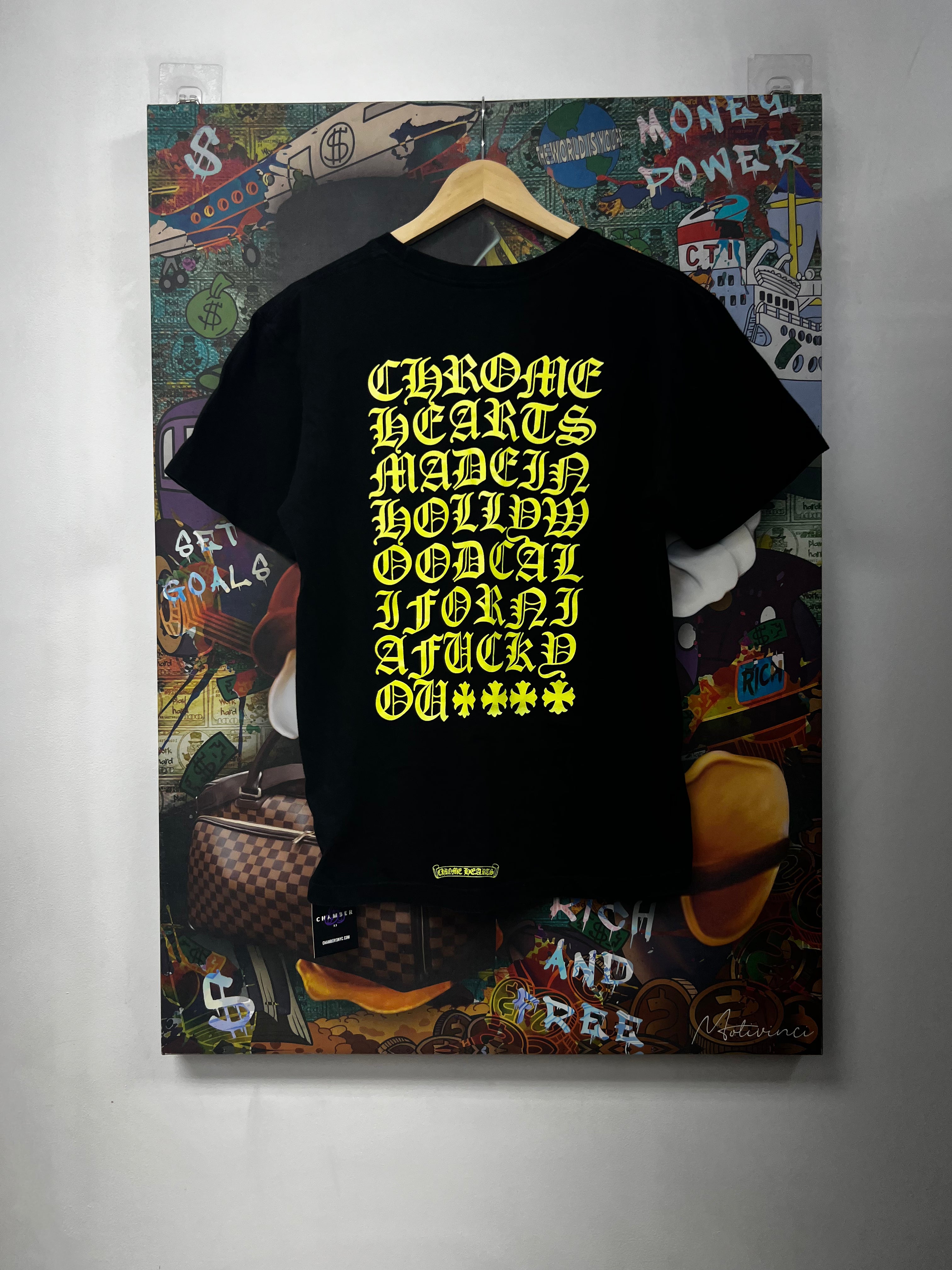 Chrome Hearts Black Lime Horseshoe Plus Eye Chart Tee