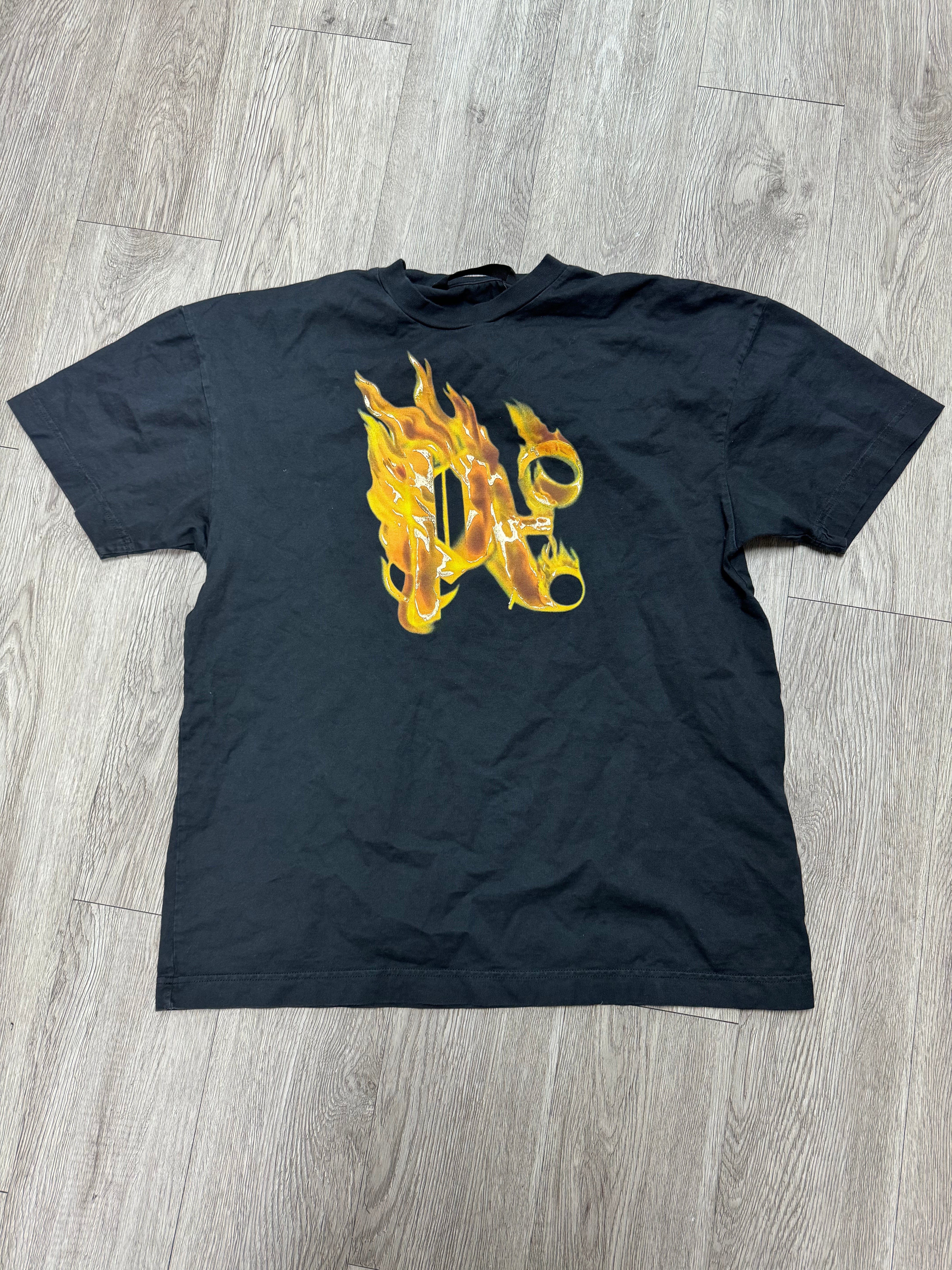 Palm Angels Black Wash Flame PA Tee