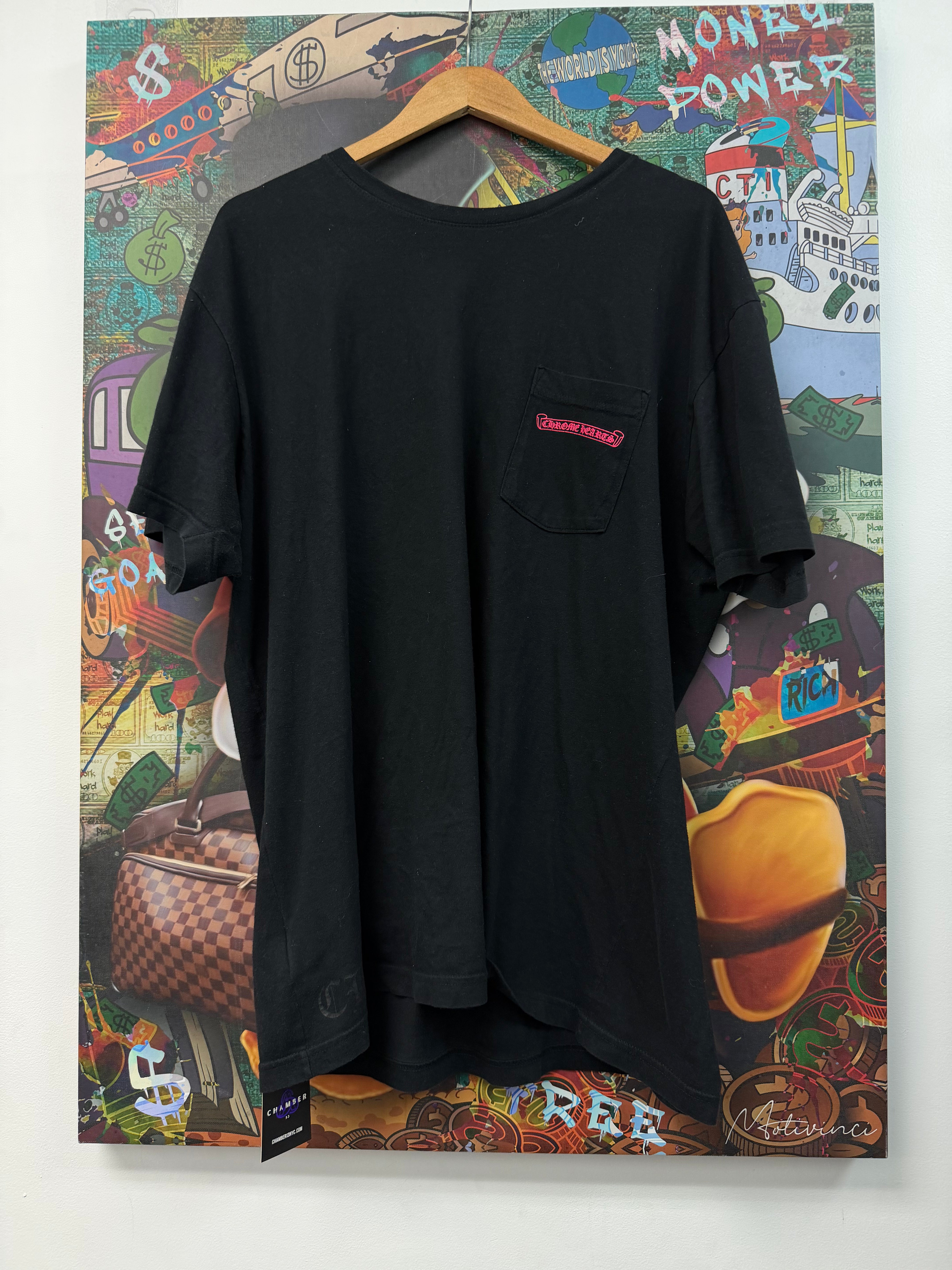 Chrome Hearts Black Pink Vertical Tee