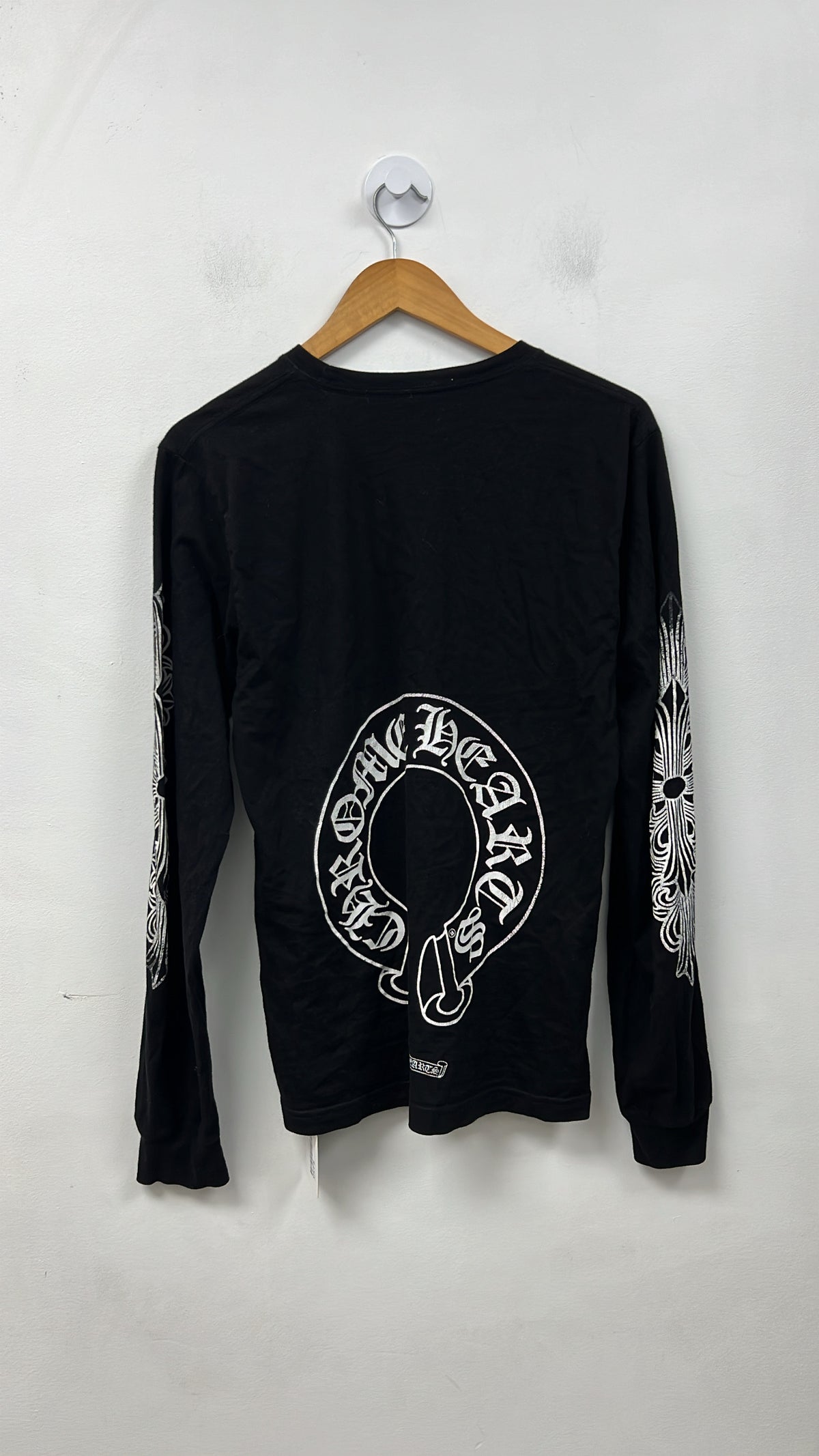 Chrome Hearts Black Floral Horseshoe Long Sleeve