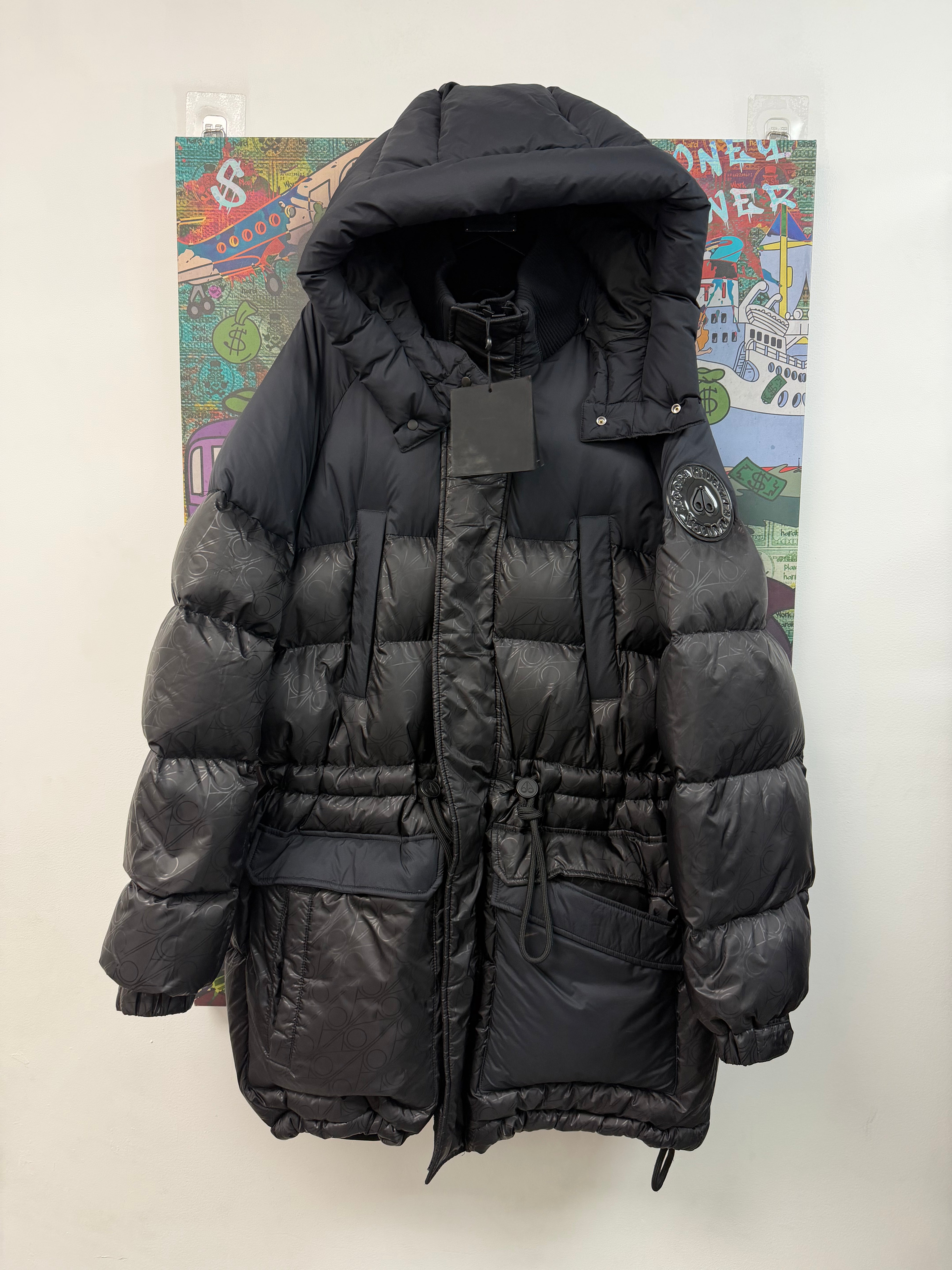 Moose Knuckles Black Monogram Puffer Jacket