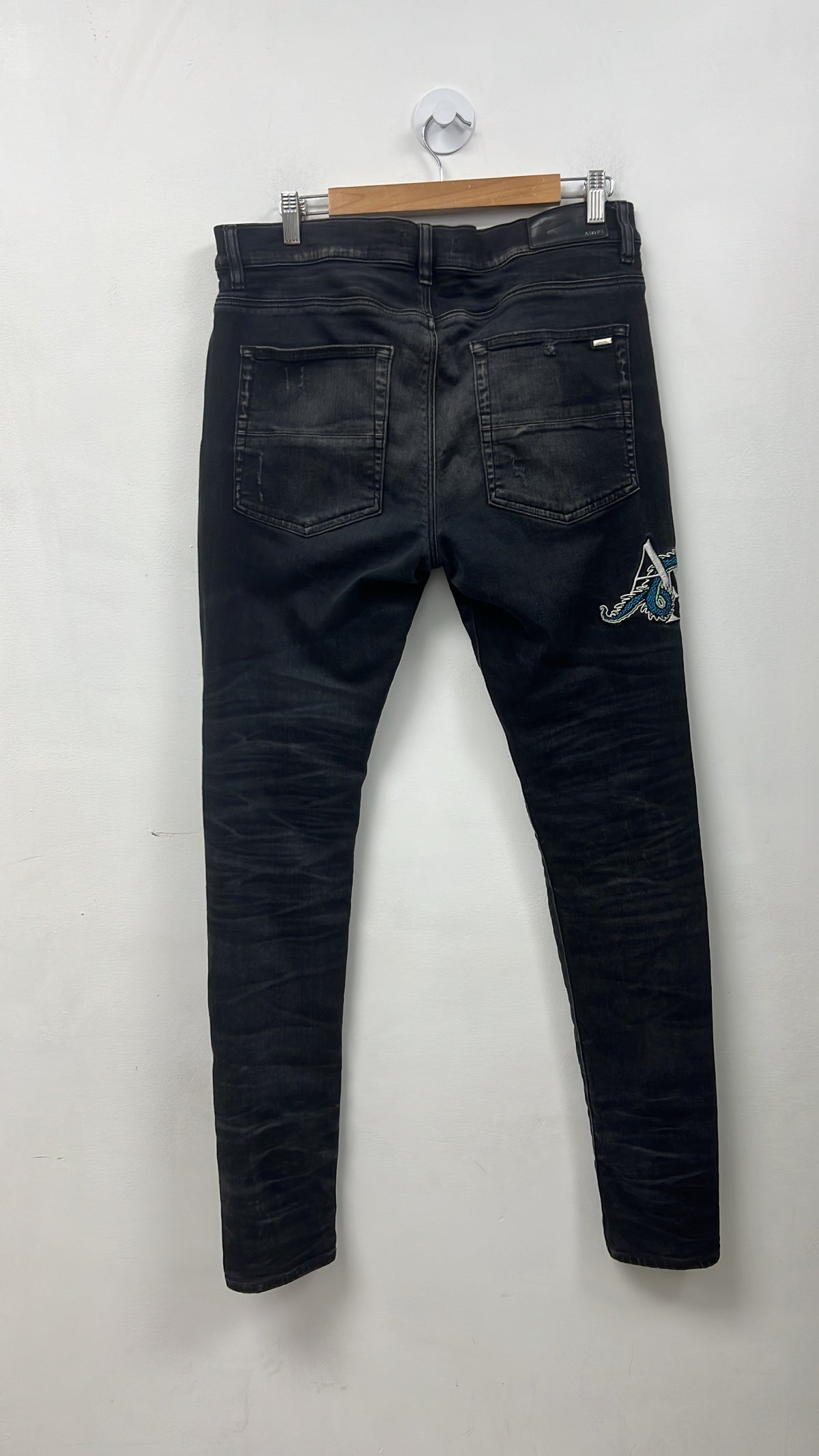 Amiri Black Wash Year Of The Dragon Side Logo Jeans