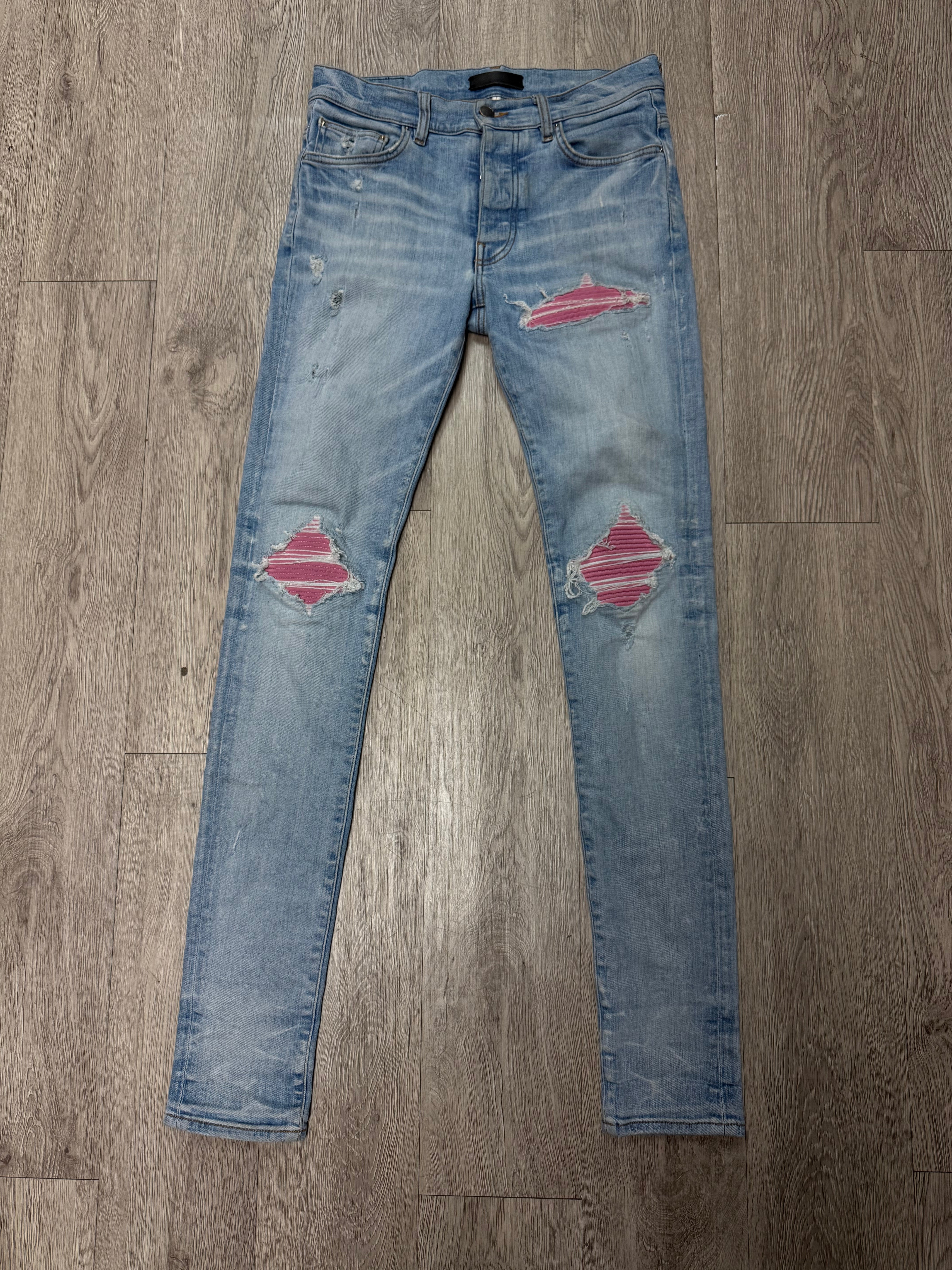 Amiri Light Wash Pink Patch MX1 Jeans