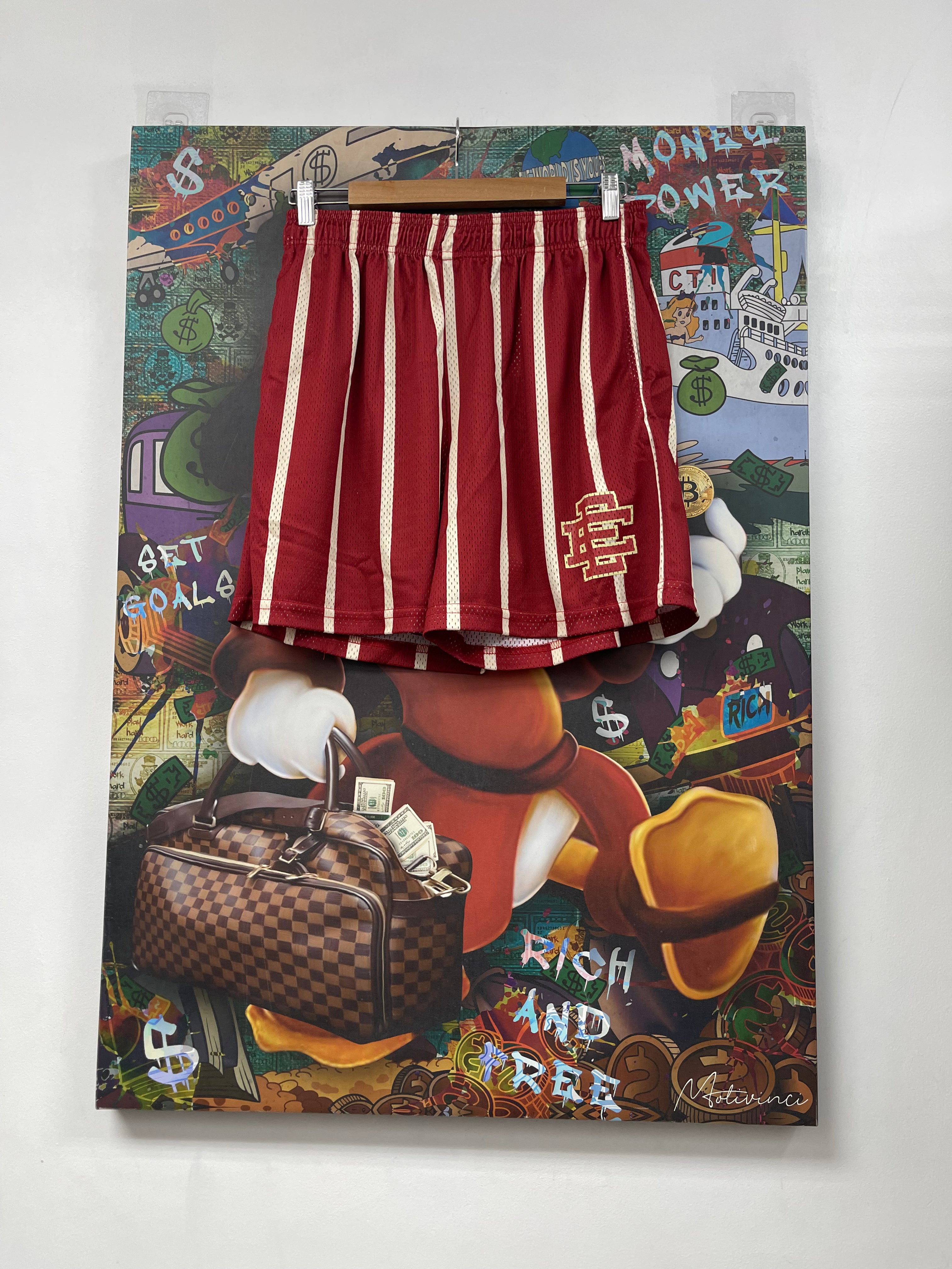 Eric Emanuel Red Cream Stripe Shorts