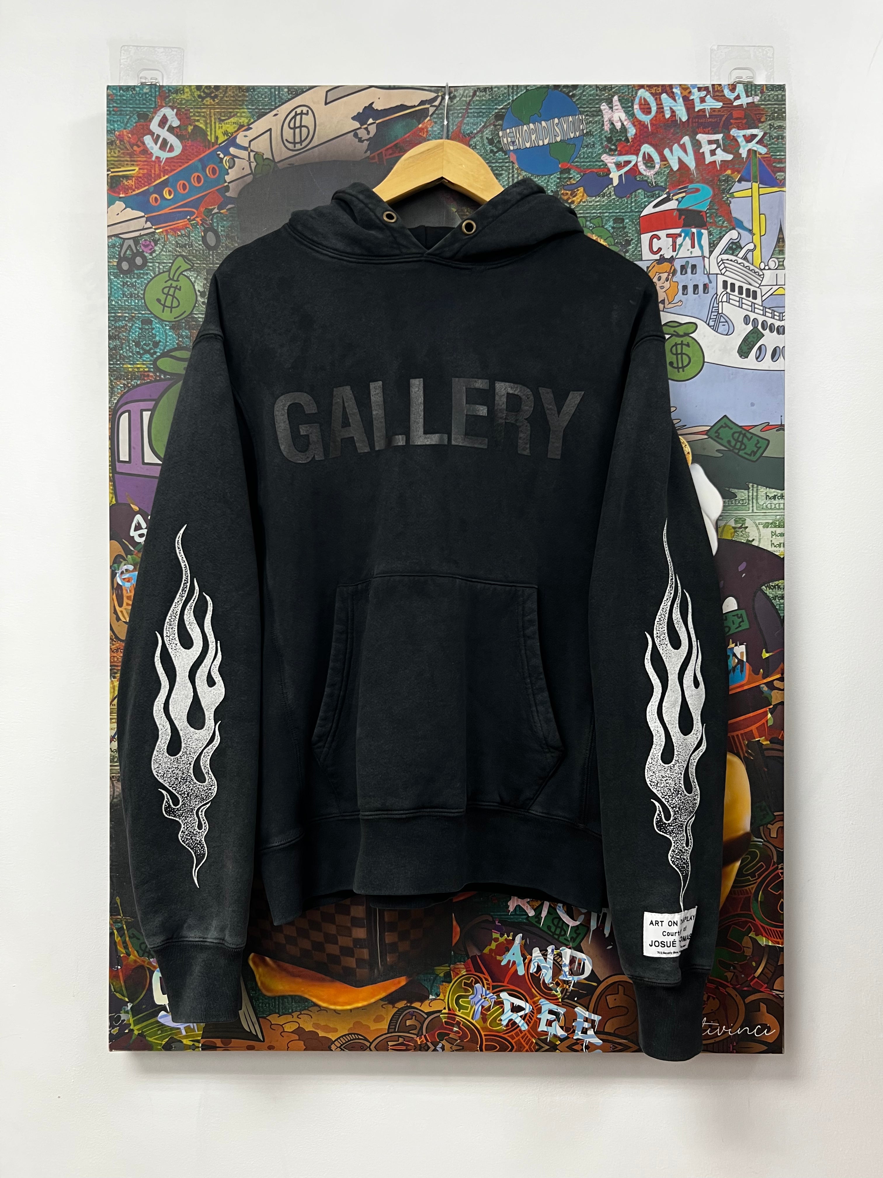 Gallery Dept Black Wash Flames Hoodie