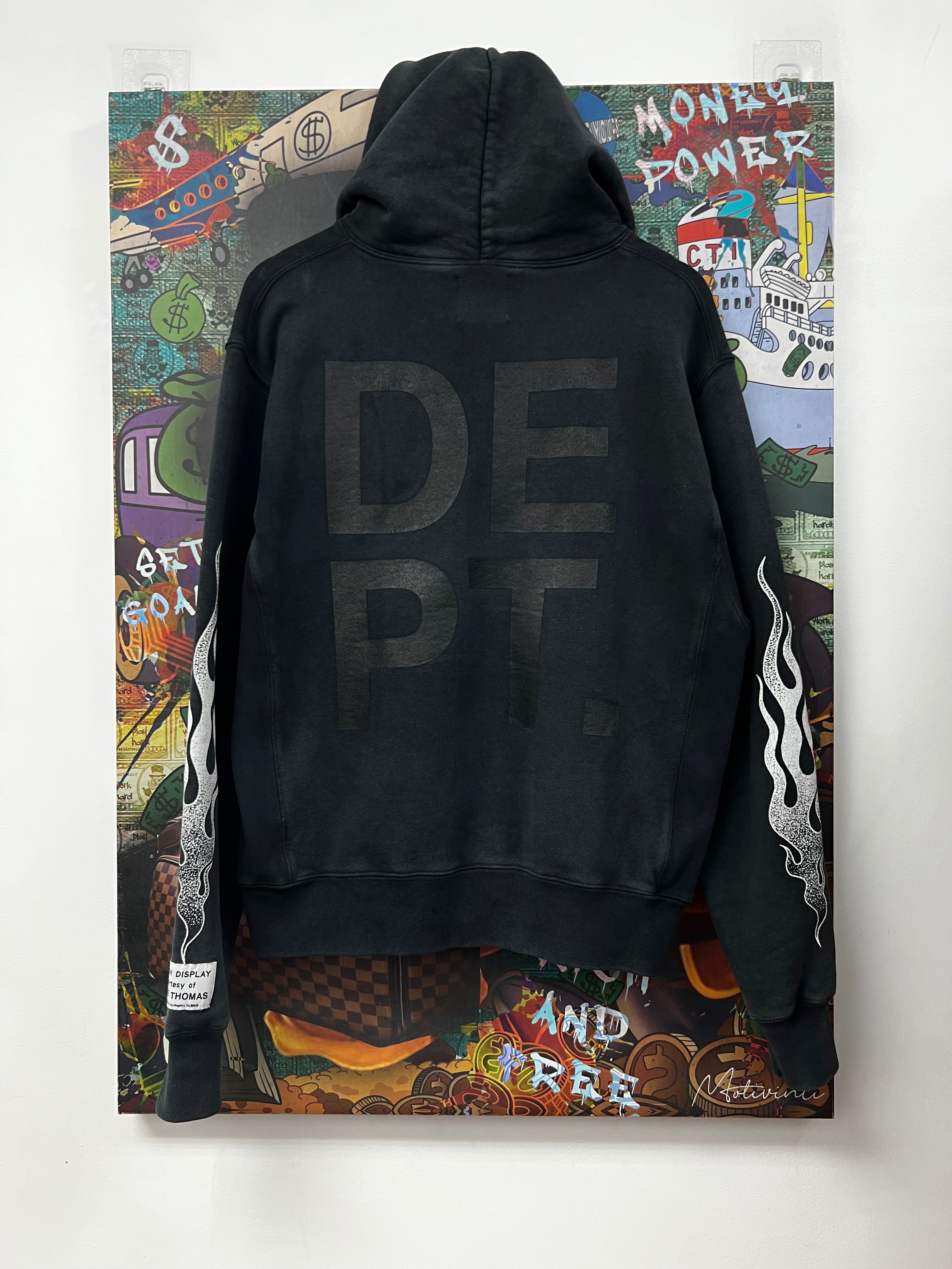 Gallery Dept Black Wash Flames Hoodie
