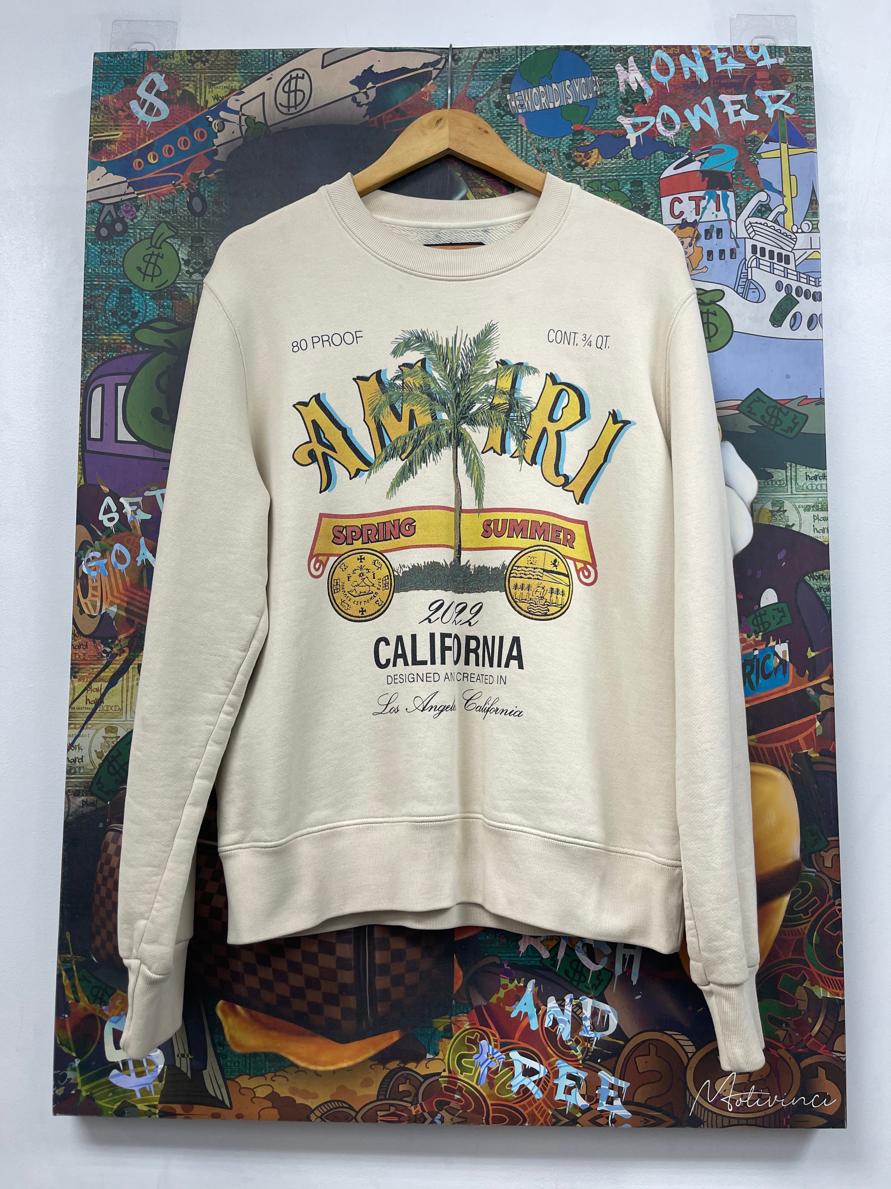 Amiri Cream Rum Label Crewneck