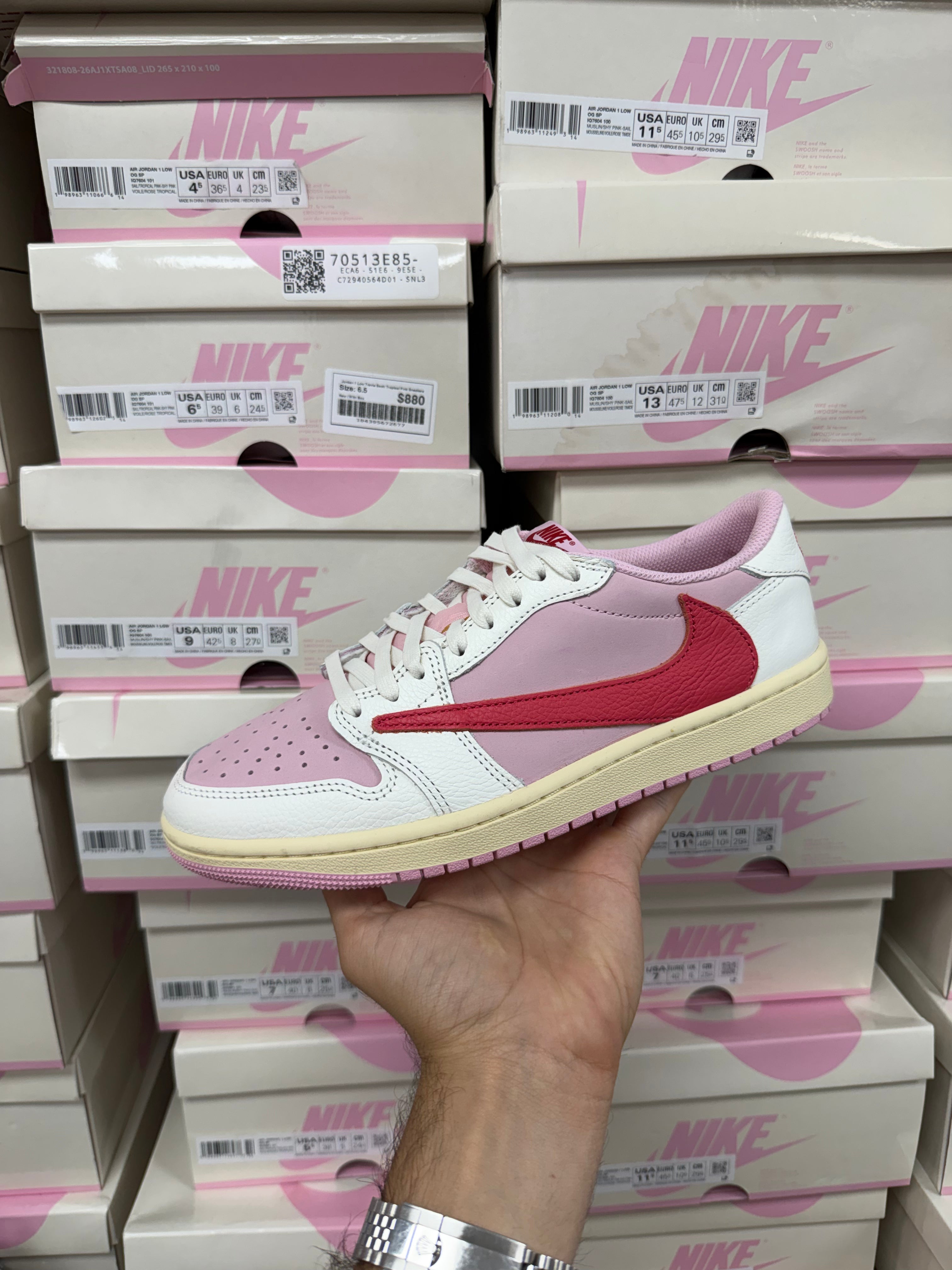 Jordan 1 Low Travis Scott Tropical Pink Sneakers