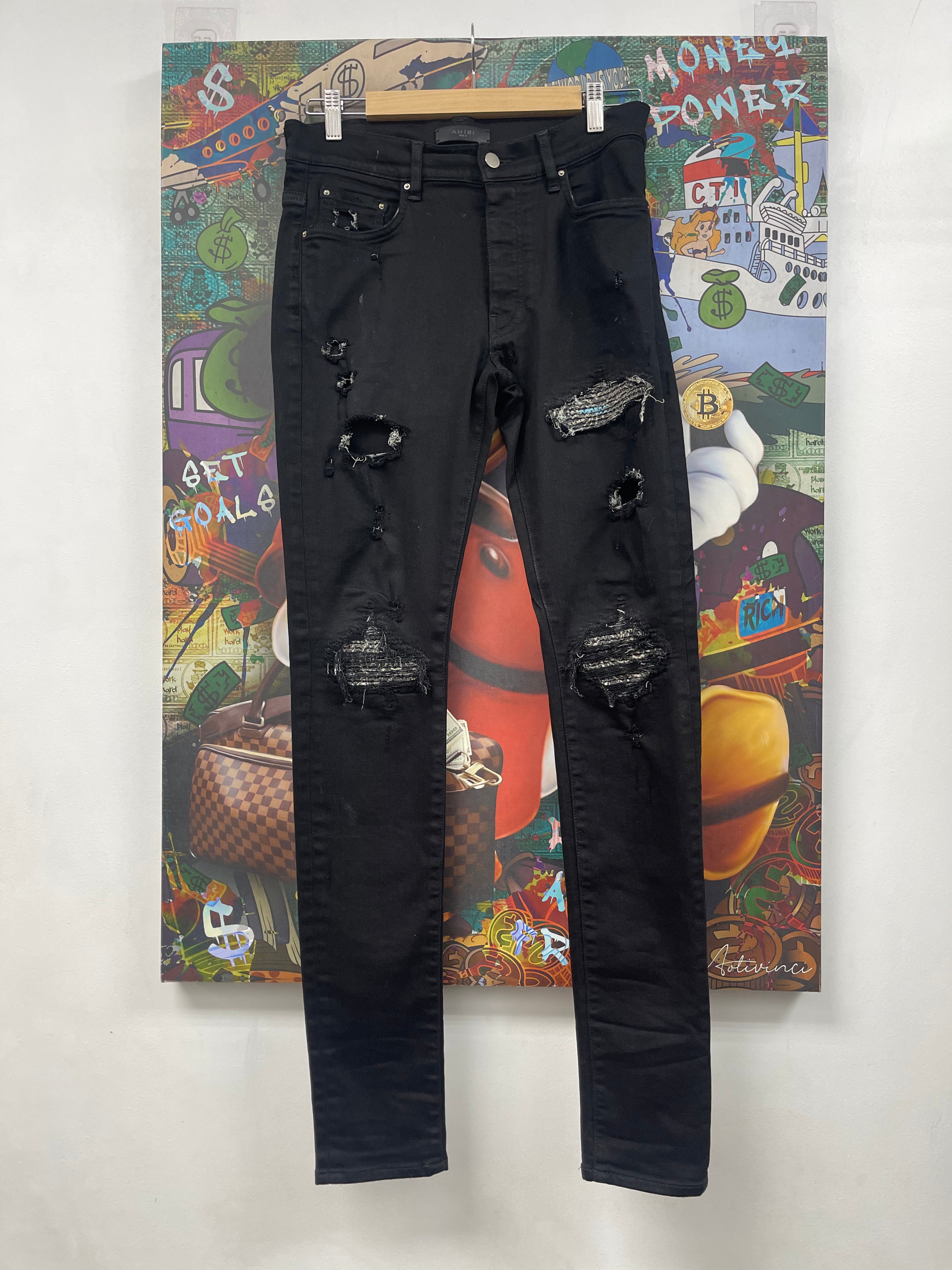 Amiri MX1 Black Bandana Patch Jeans