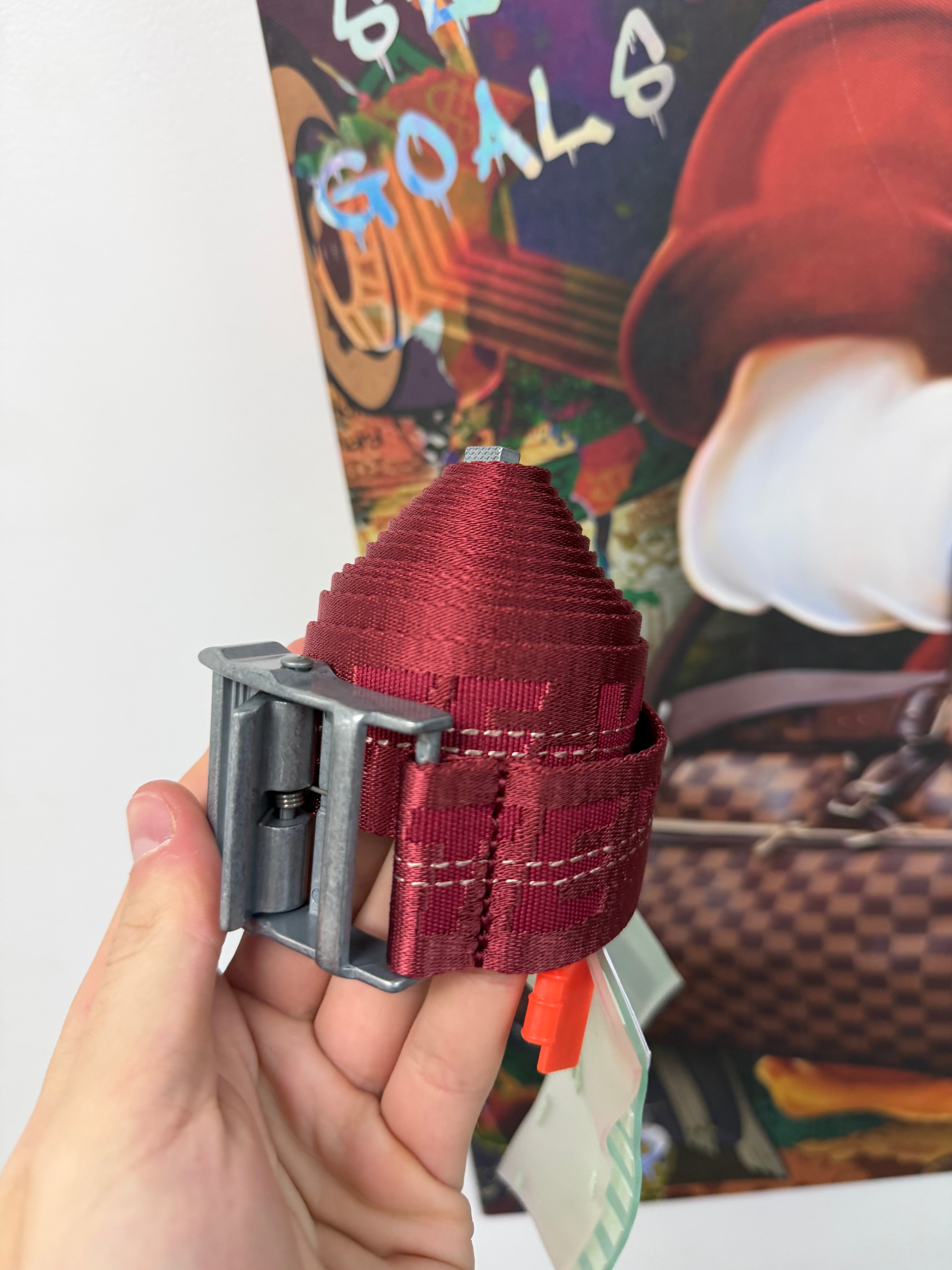 Off White Burgundy Belt