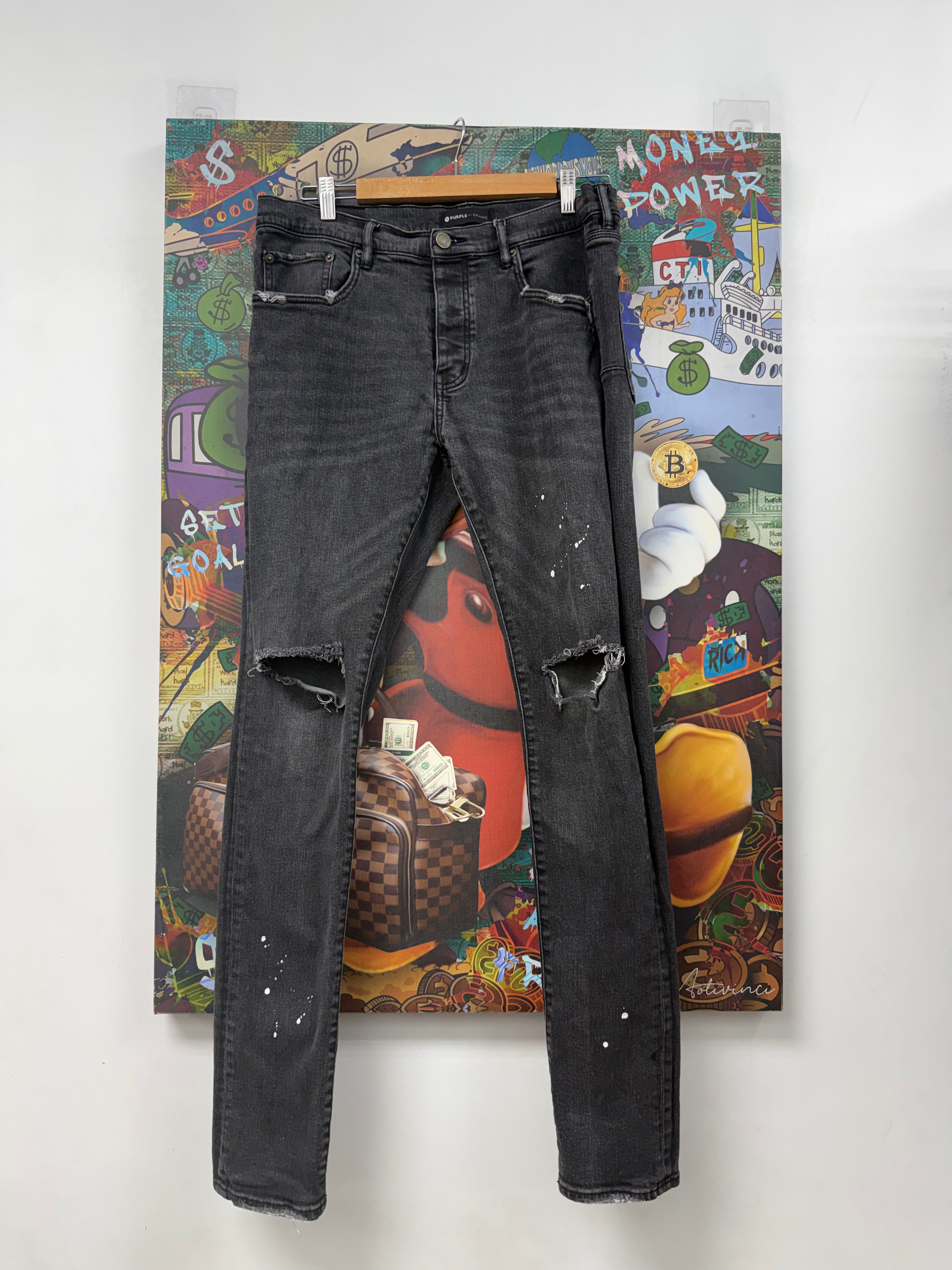 Purple Brand Grey Splatter P001 Jeans