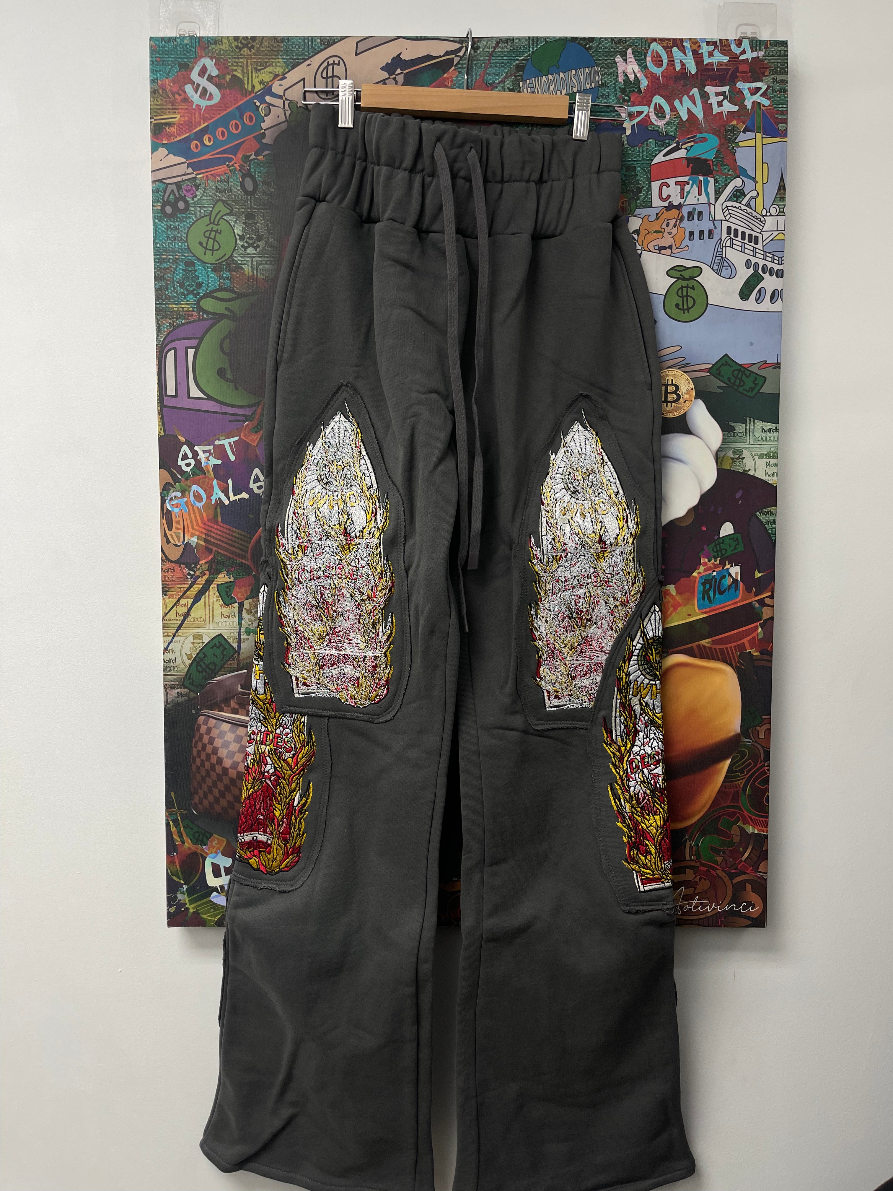 WDW Triple Flame Glass Sweatpants  New With Tags
