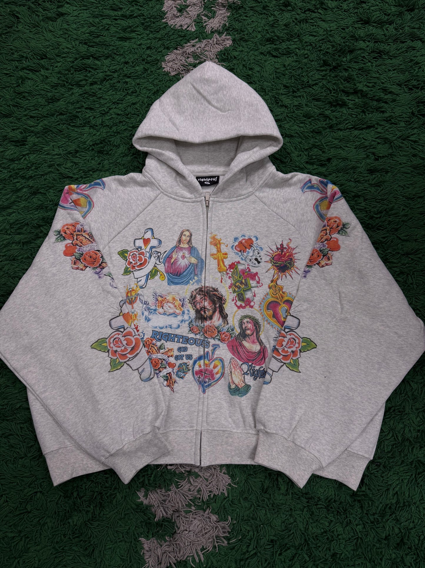 Righteous Risen King Zip Up Grey
