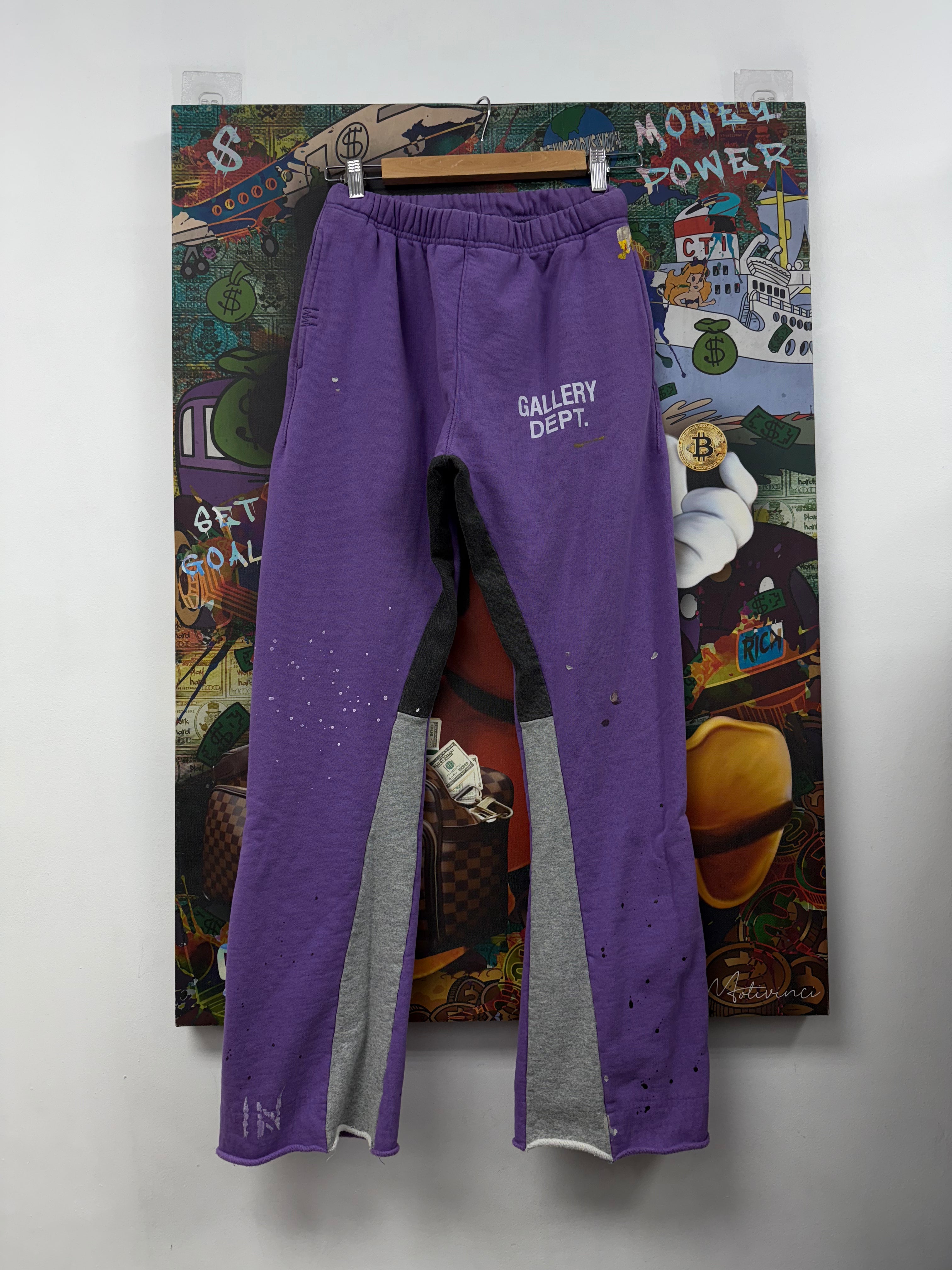 Gallery Dept Purple Flared Splatter Sweats