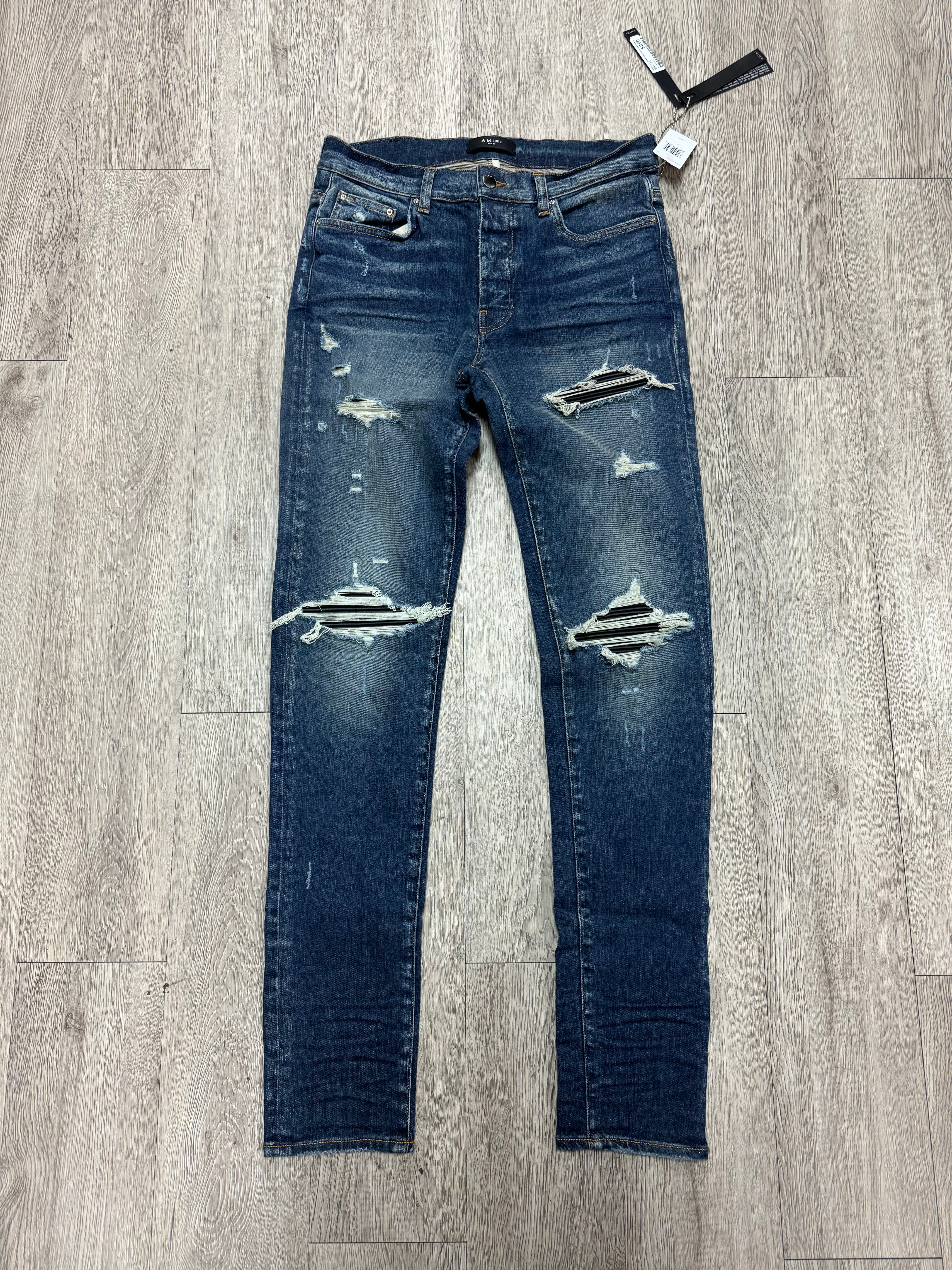 Amiri Dark Wash Black Patch MX1 Jeans