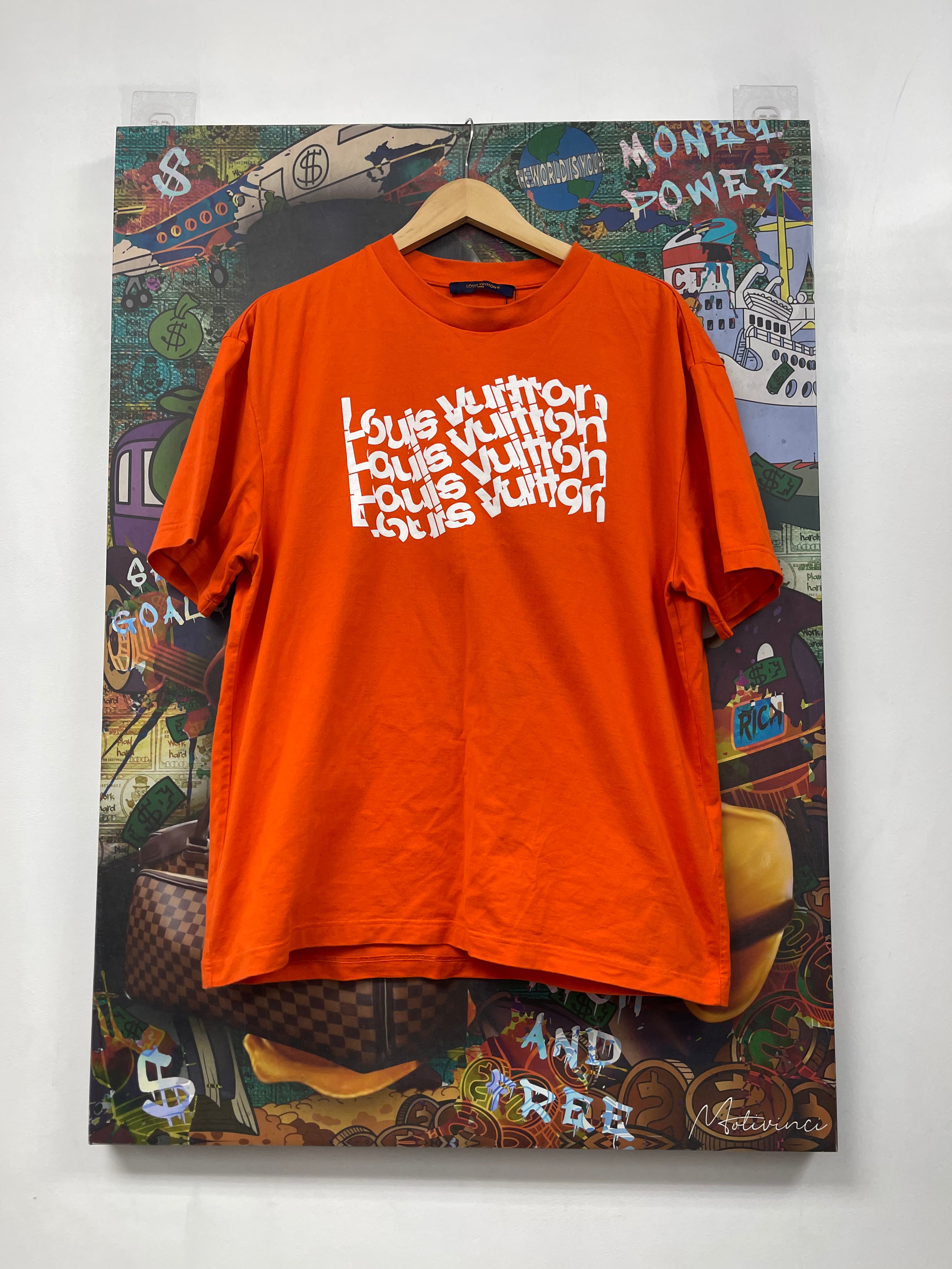 Louis Vuitton Orange White Distorted Tee
