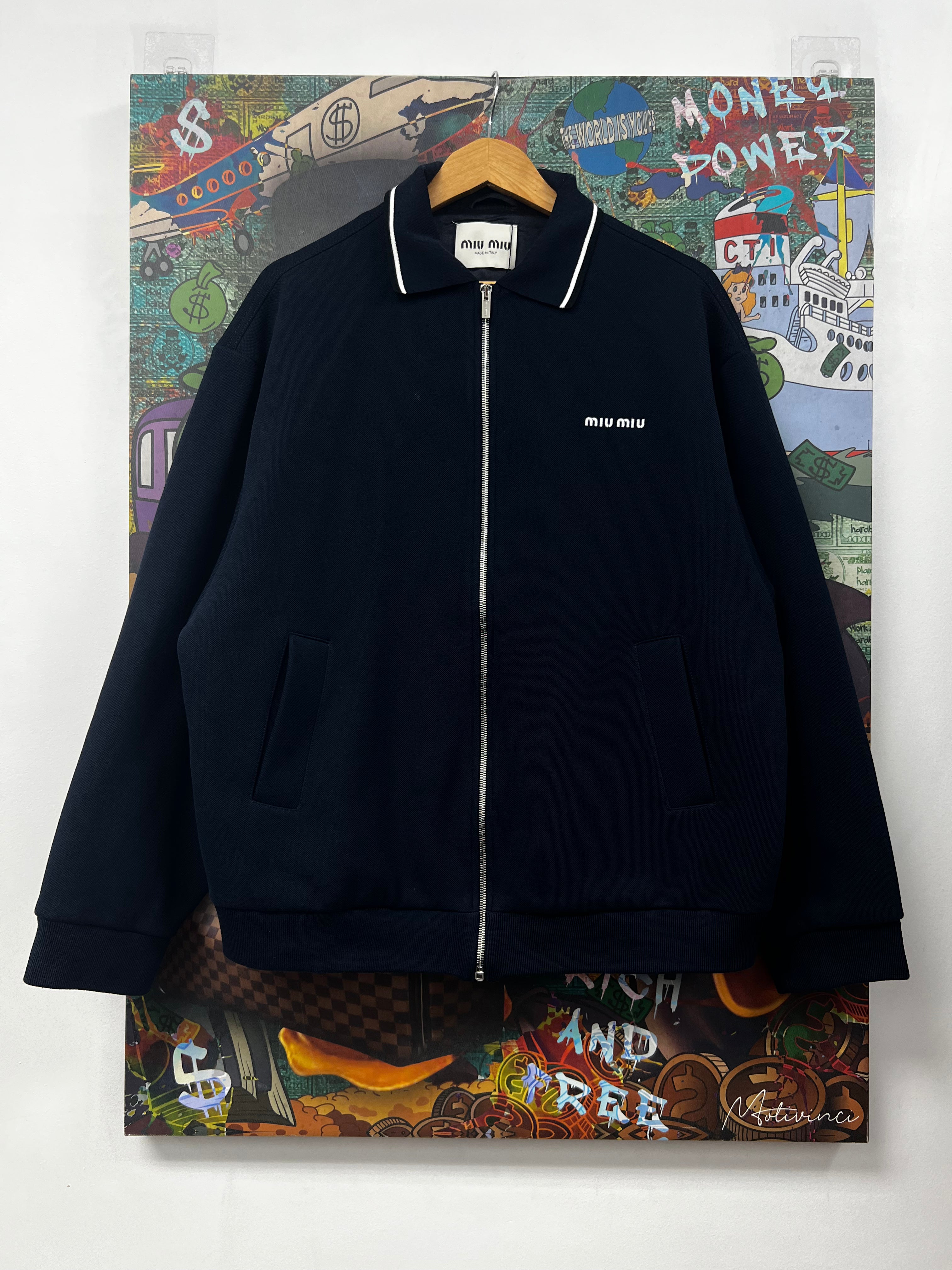 Miu Miu Navy White Logo (M) Track Jacket