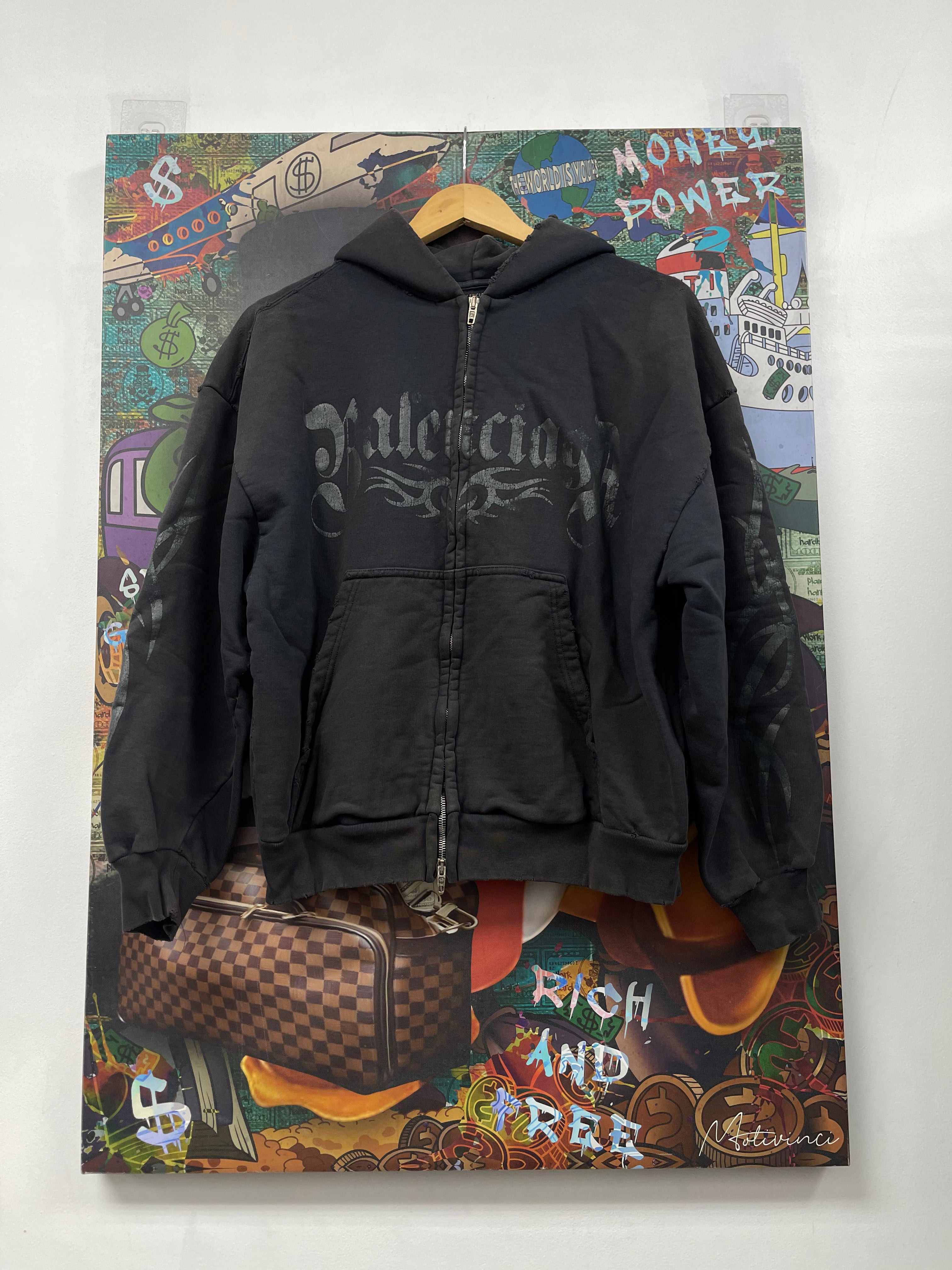 Balenciaga Faded Black Tribal Zip Up