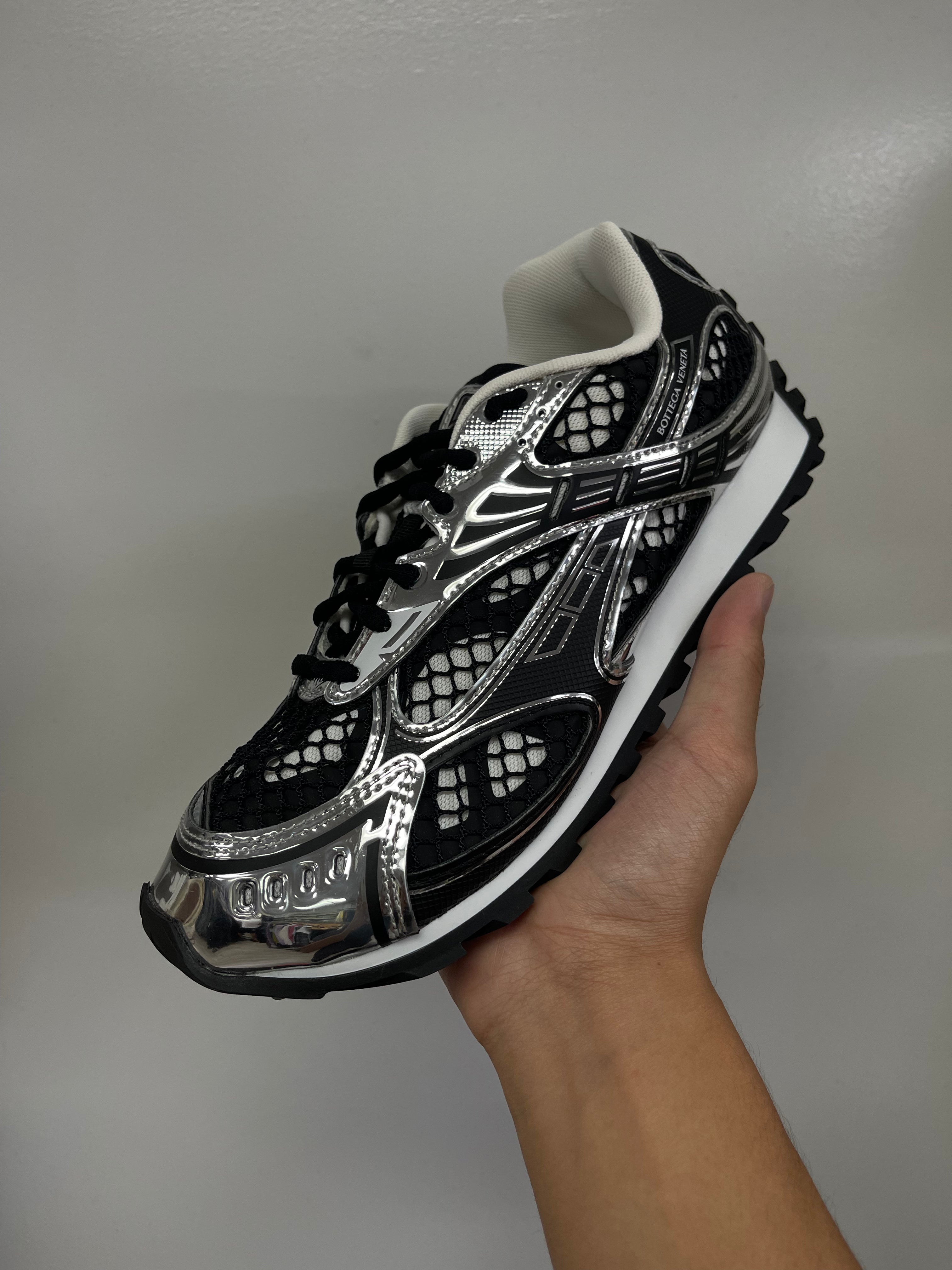 Bottega Veneta Black Silver Orbit Sneakers