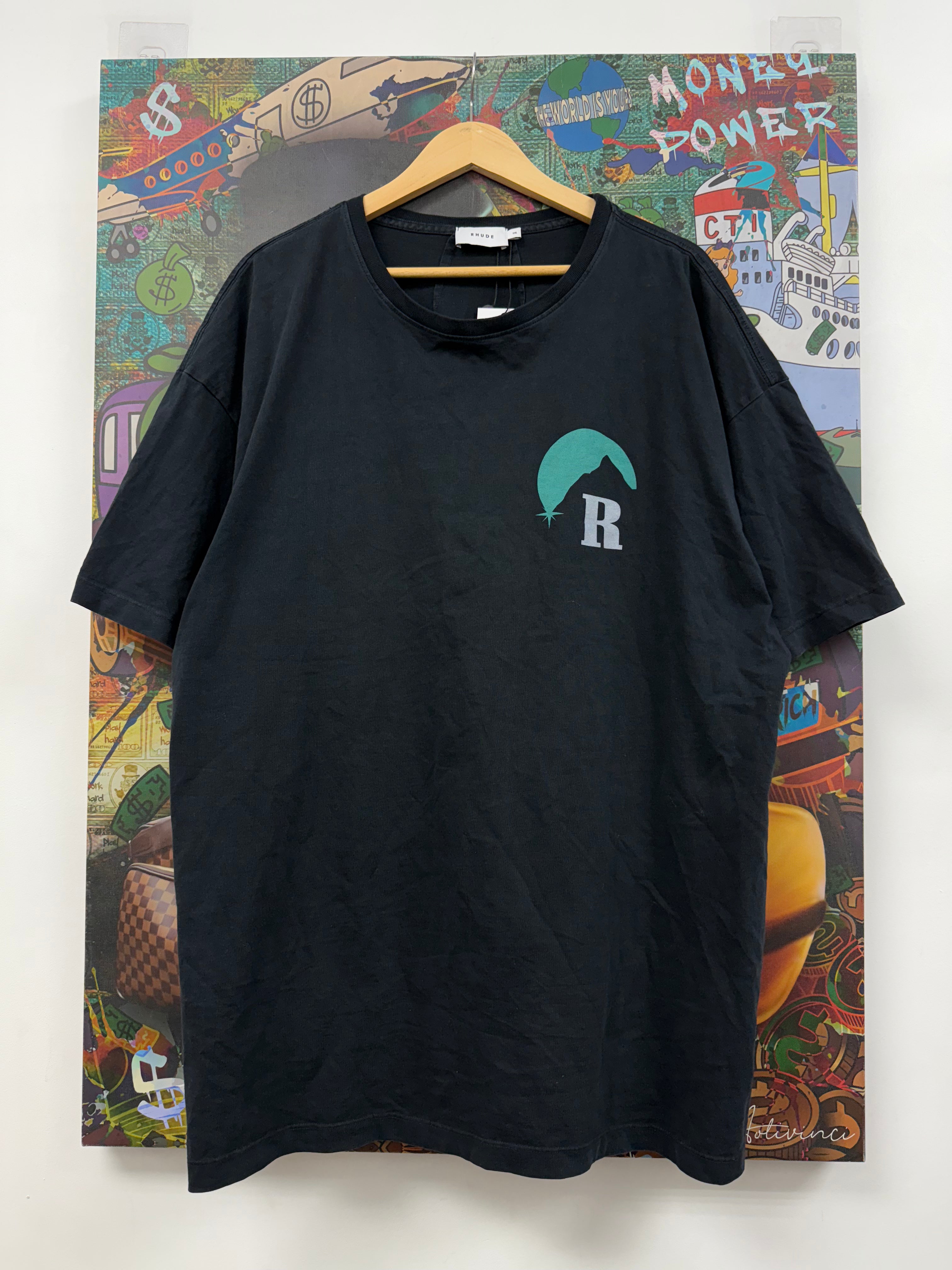 Rhude Black Teal Crescent Tee