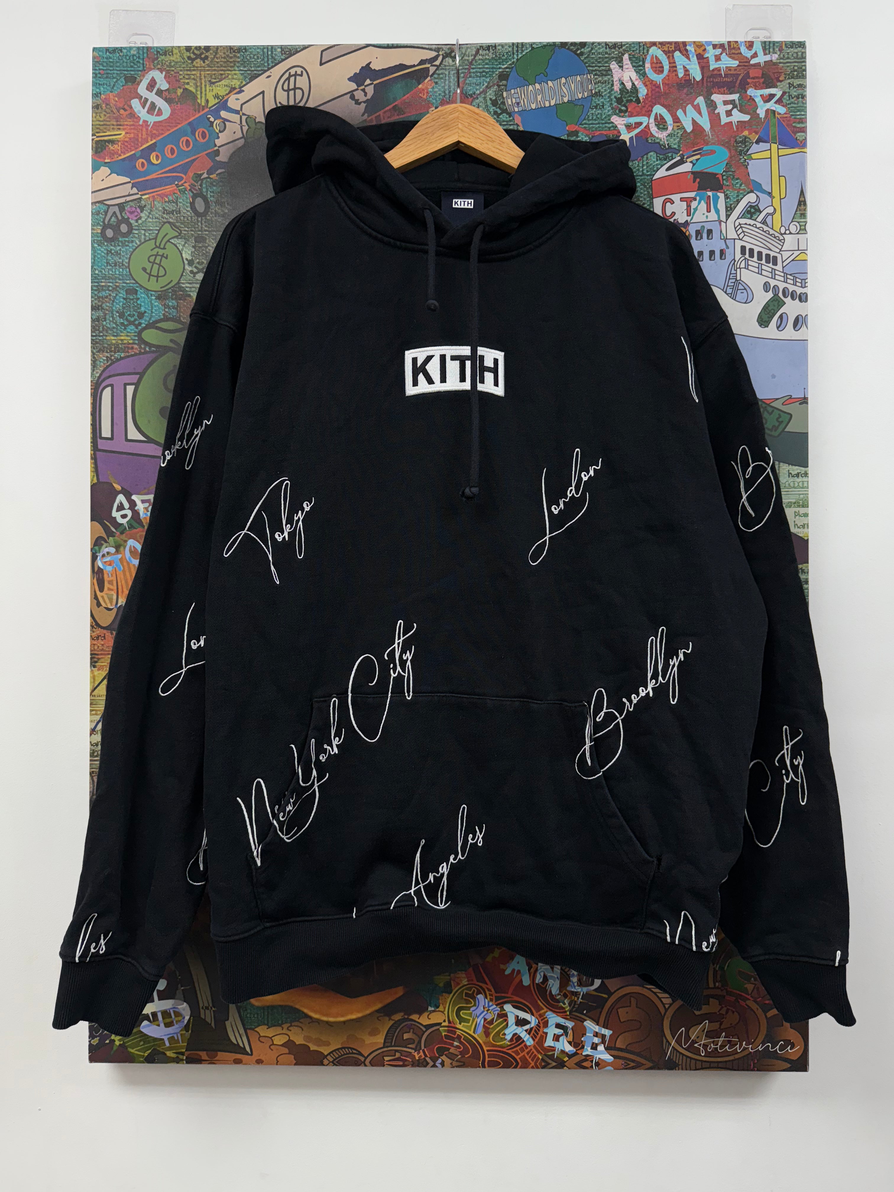 Kith Black White City Embroidered Box Logo Hoodie