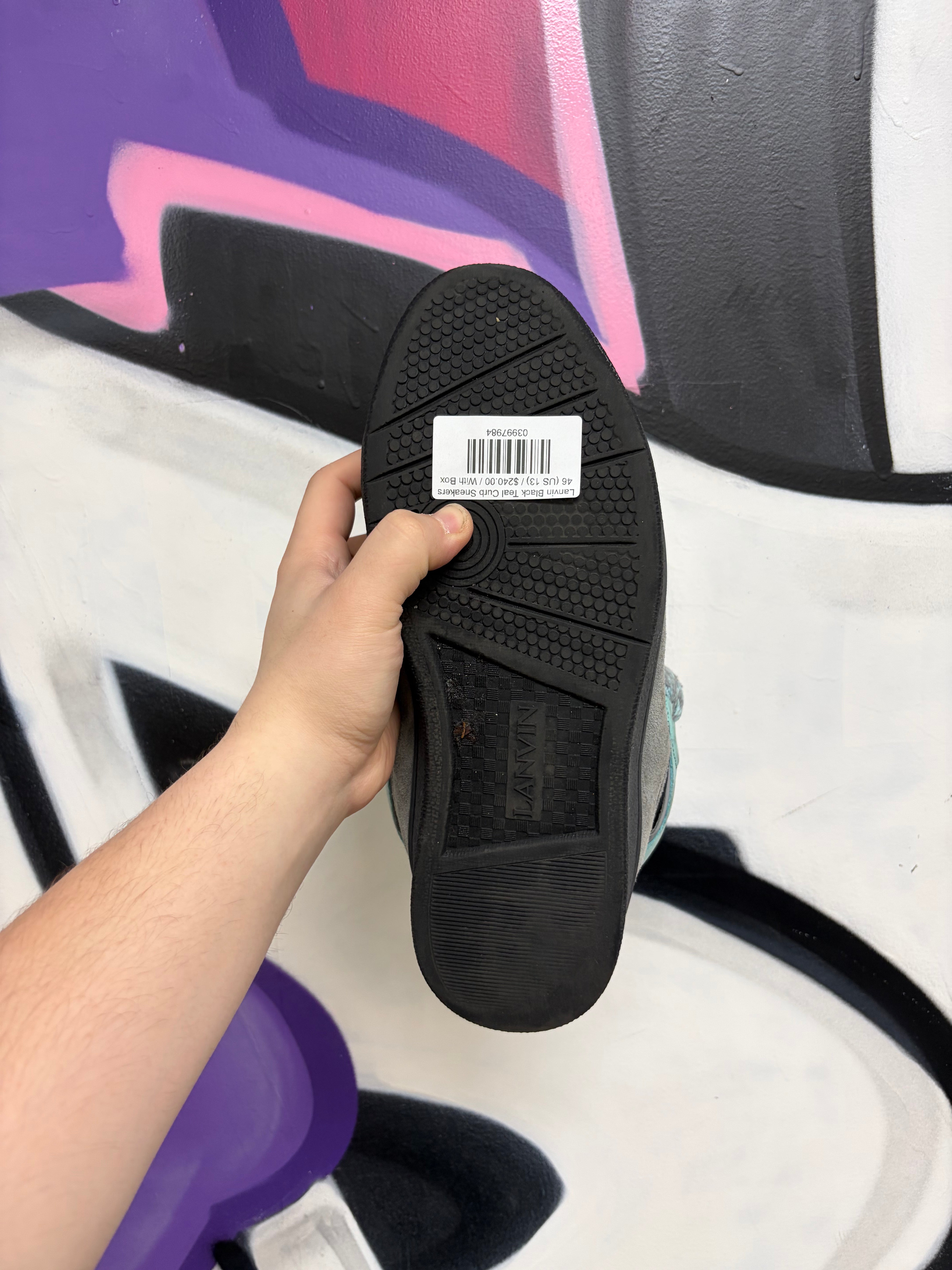 Lanvin Black Teal Curb Sneakers