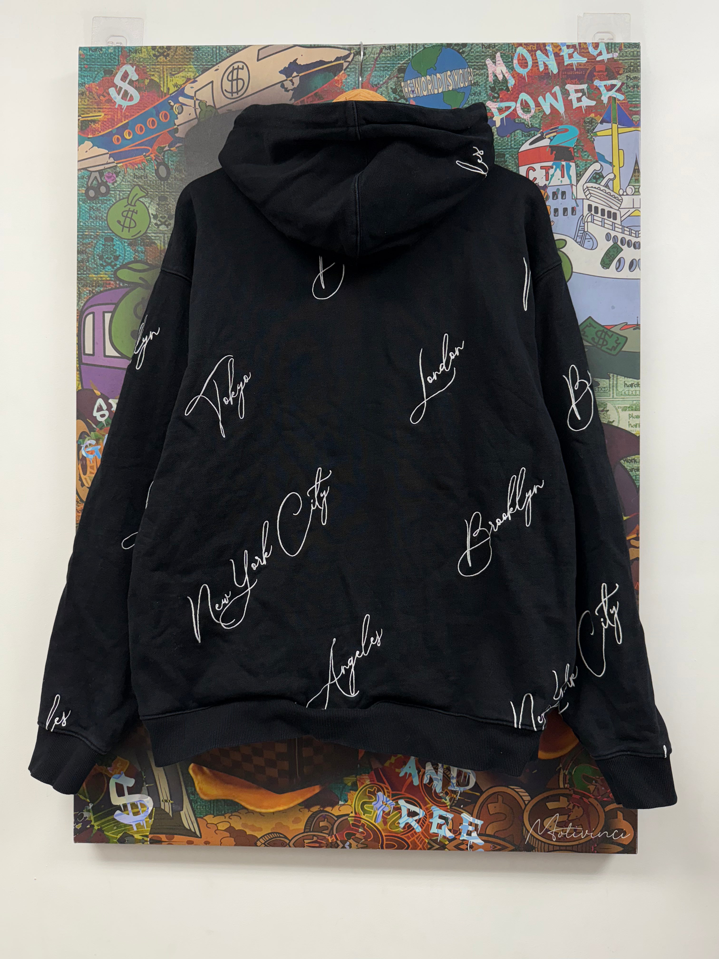 Kith Black White City Embroidered Box Logo Hoodie