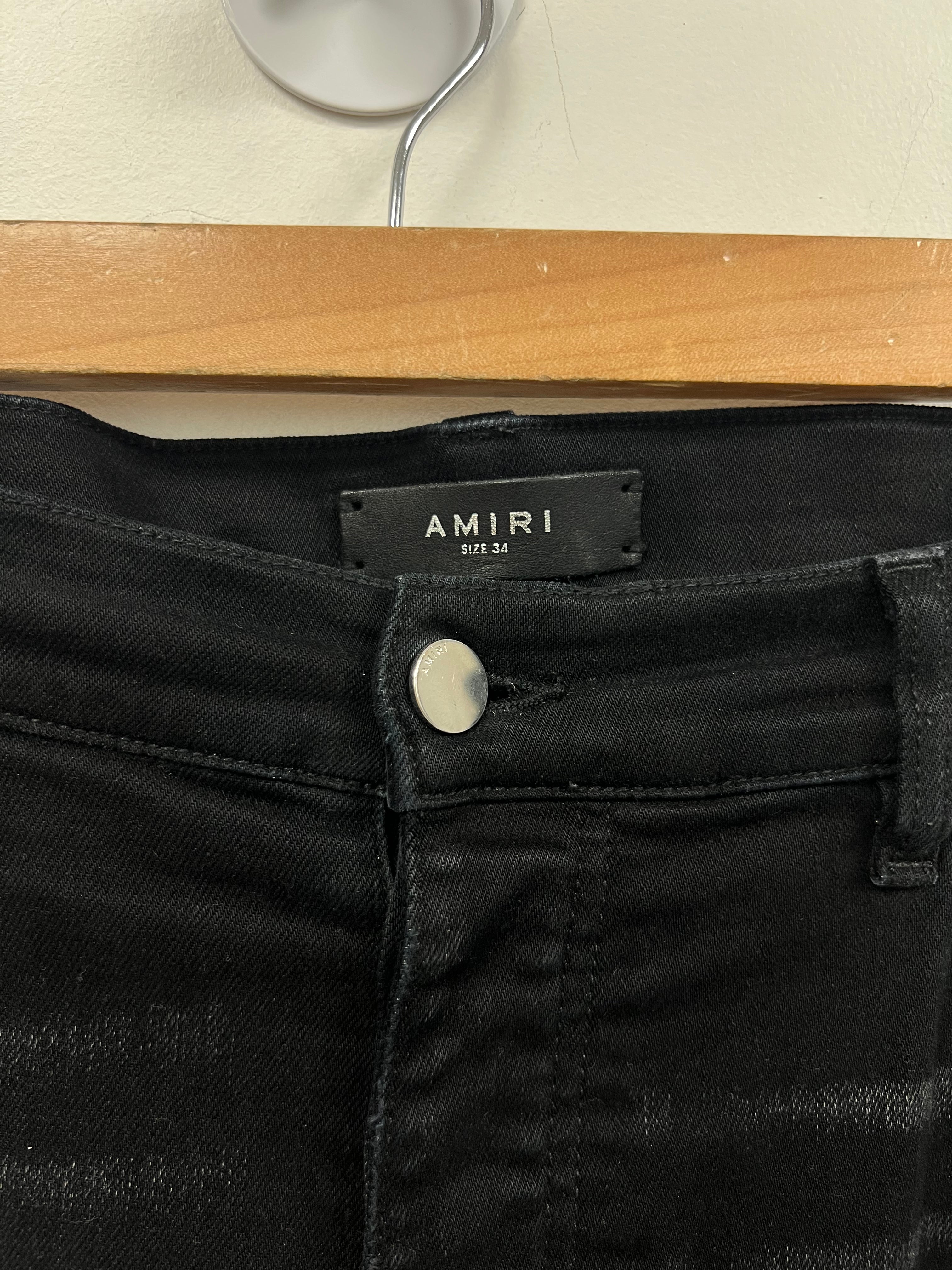 Amiri Black Wash Blue Bandana Flames Jeans