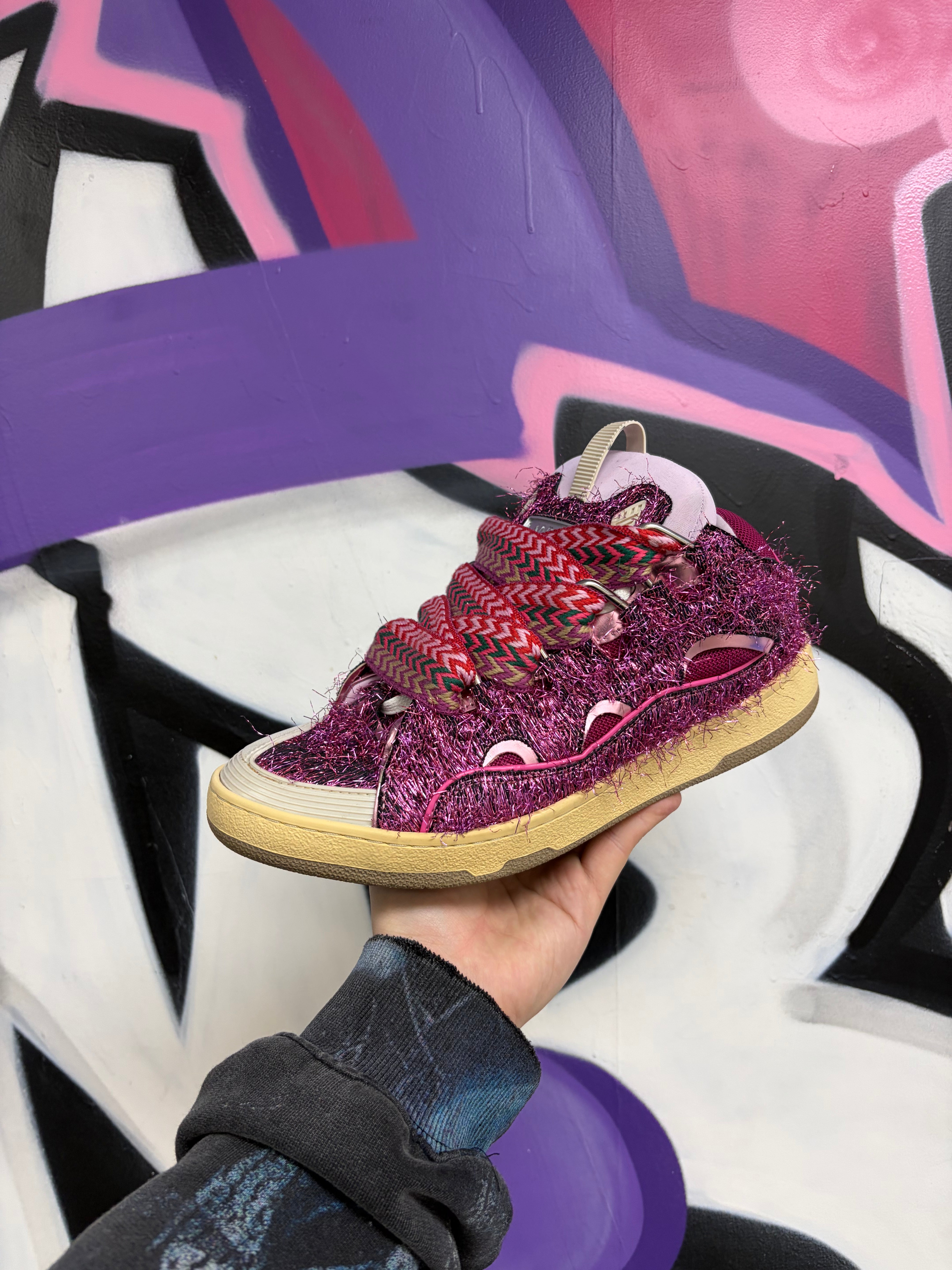 Lanvin Pink Confetti Curb Sneakers