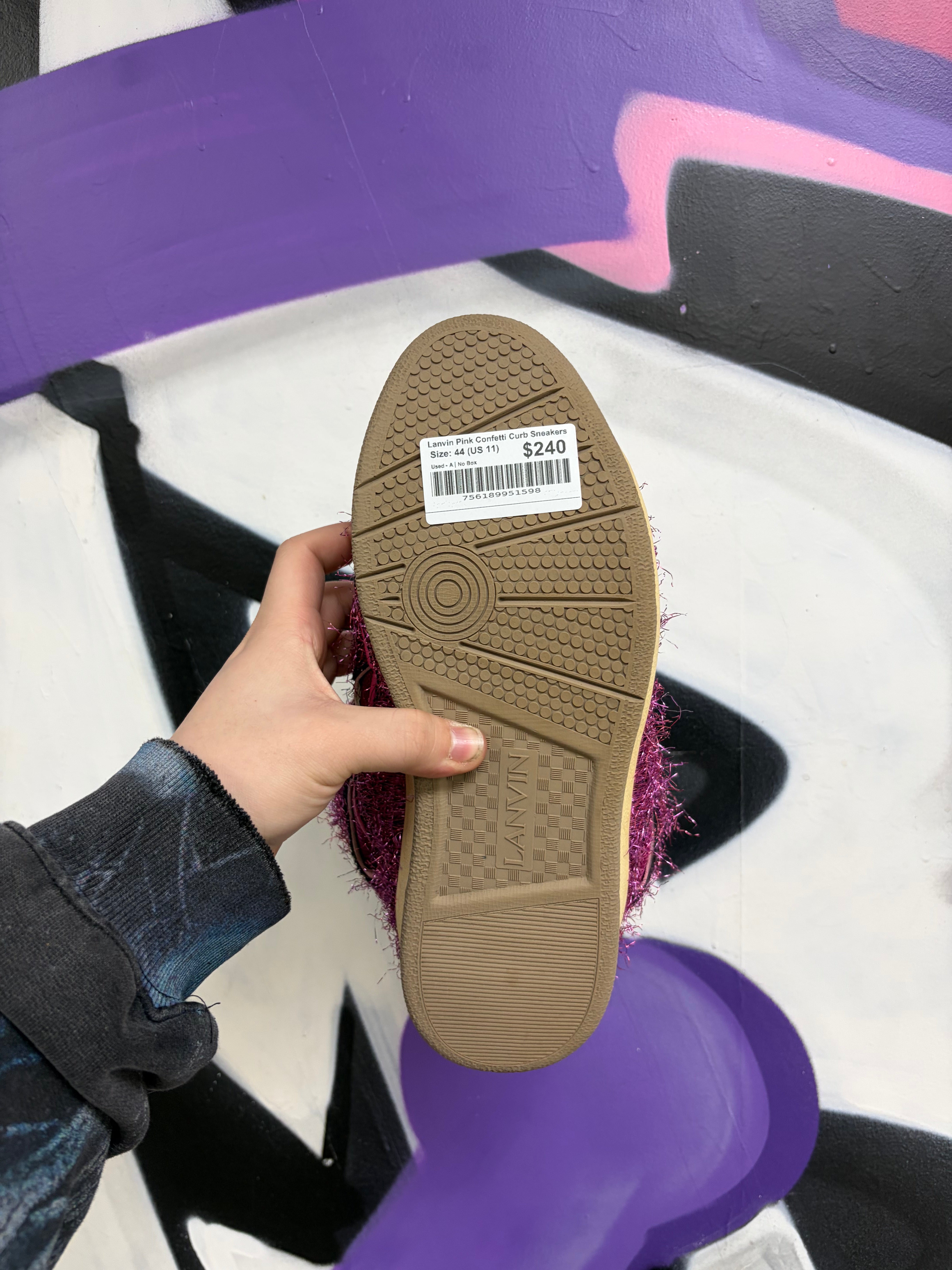 Lanvin Pink Confetti Curb Sneakers