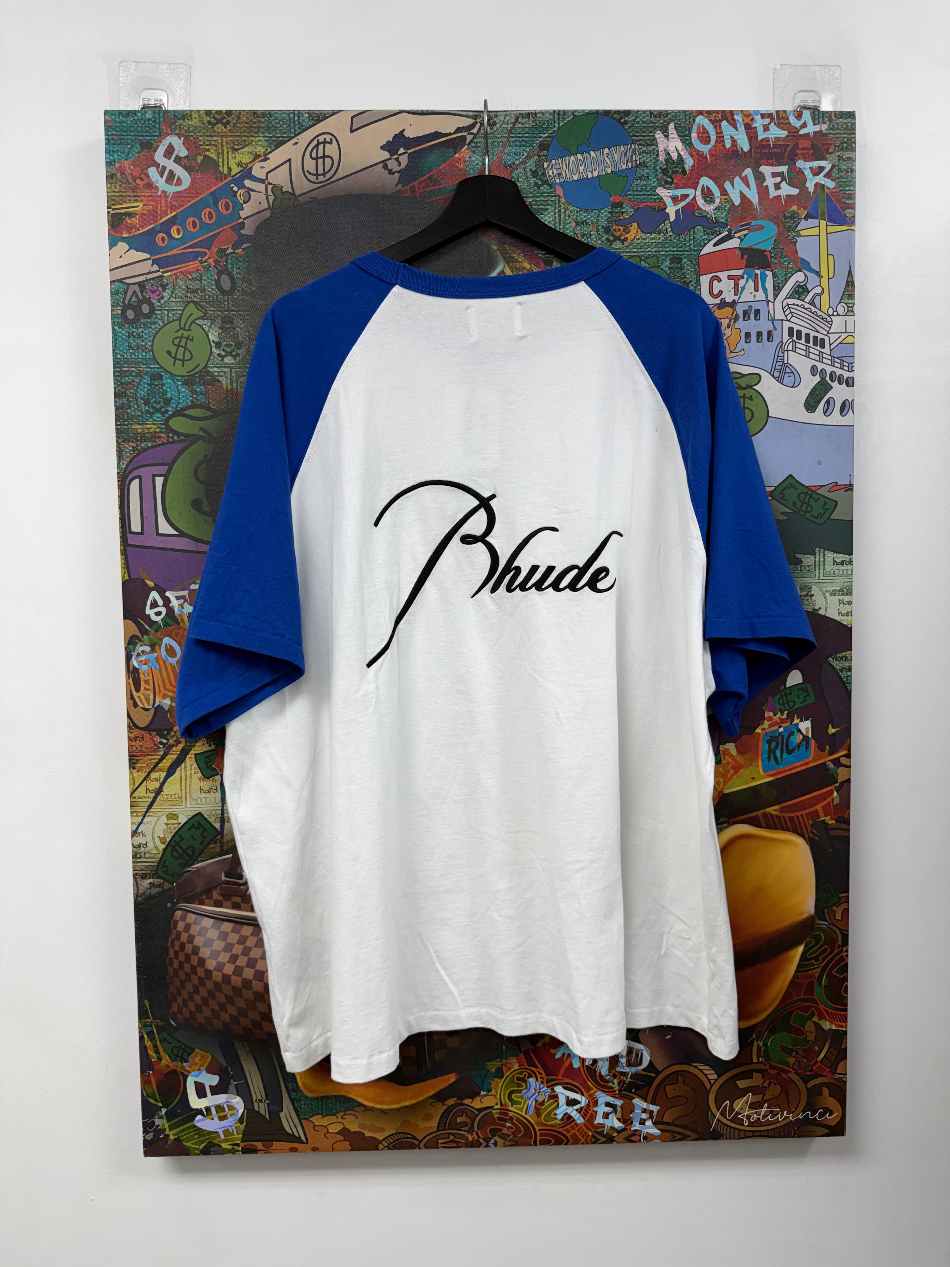 Rhude White Blue Baseball Tee