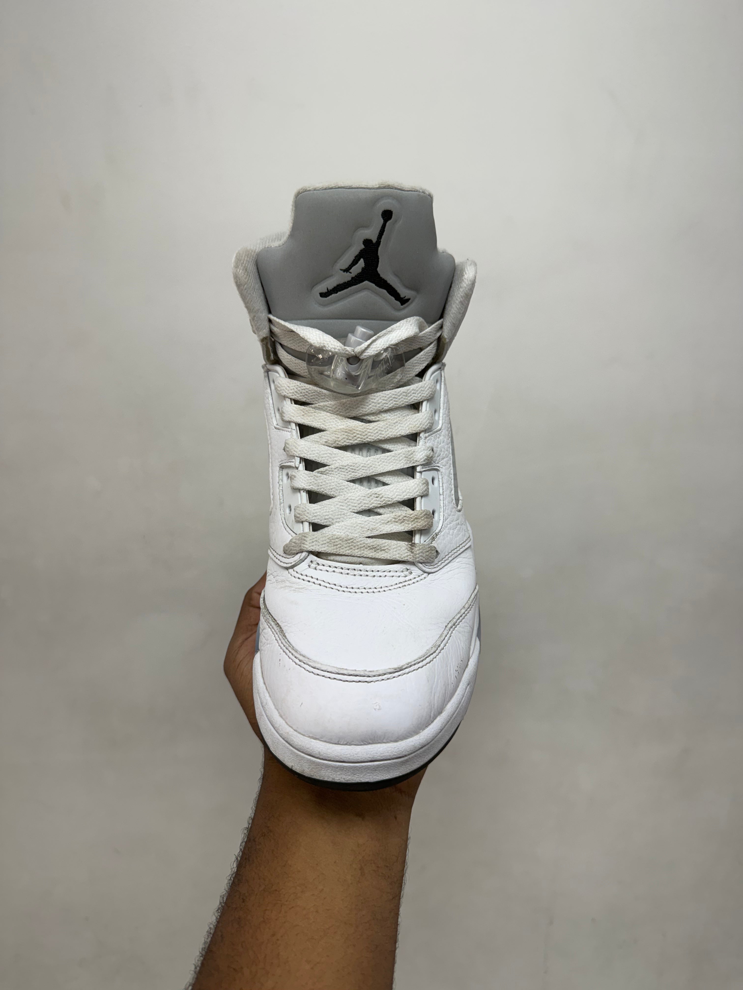 Jordan 5 White Metallic Sneakers