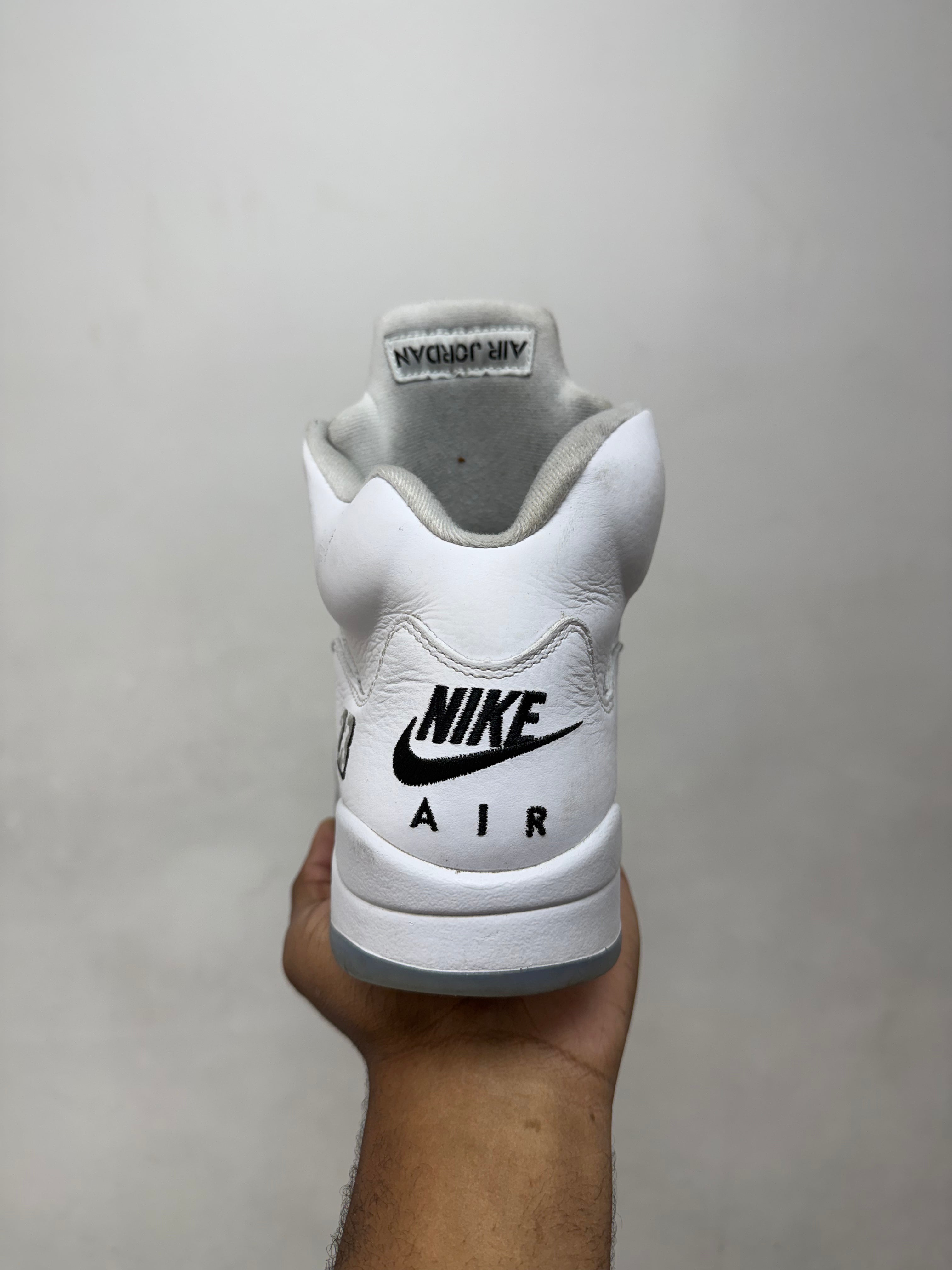 Jordan 5 White Metallic Sneakers
