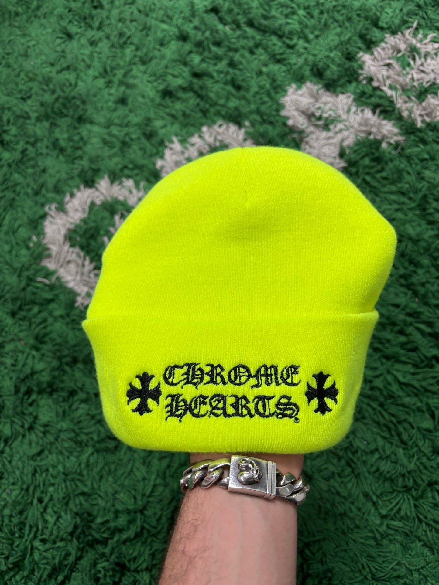 Chrome Hearts Beanie Neon Black New One Size