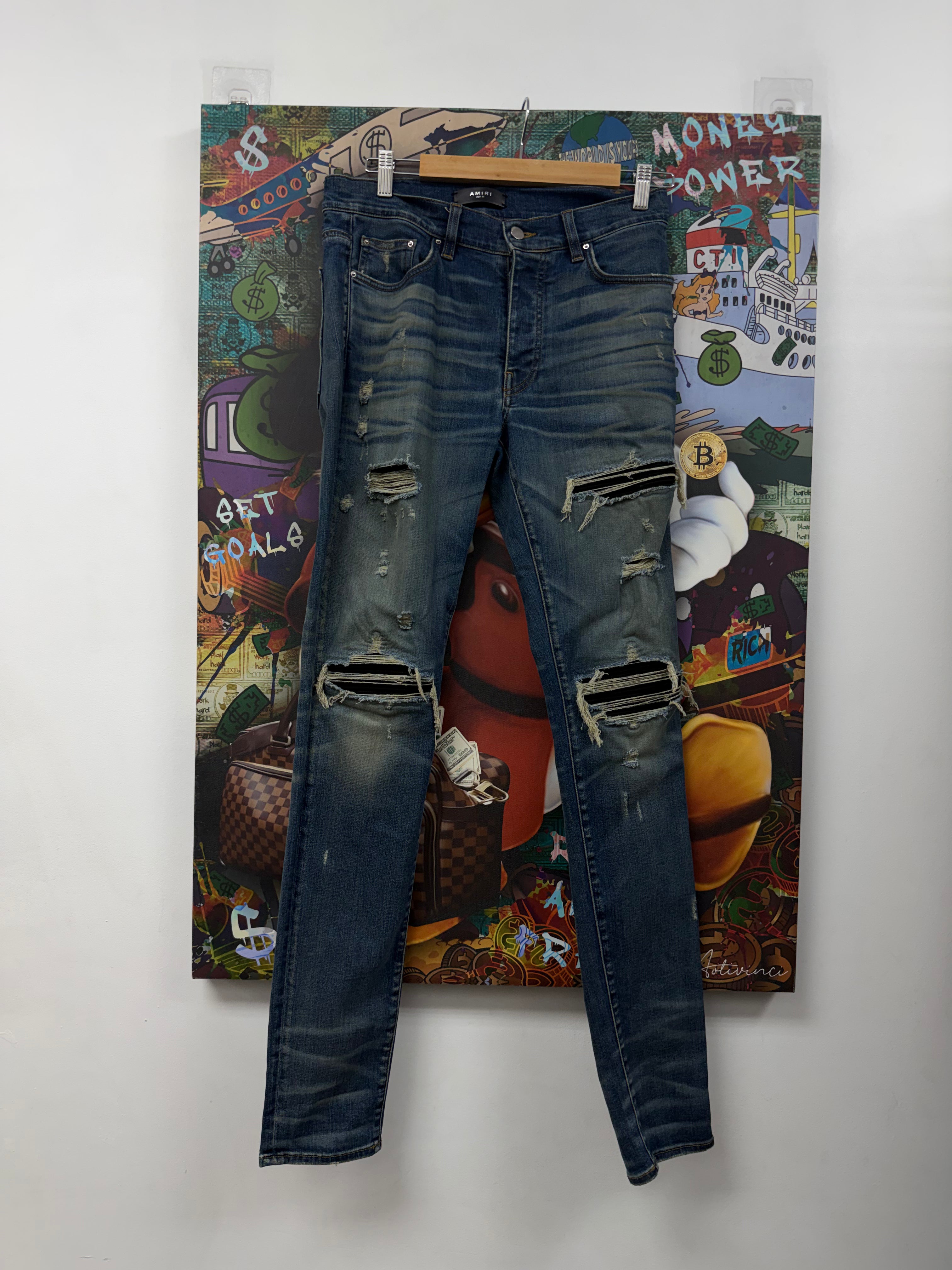 Amiri MX1 Vintage Deep Classic Black Suede Jeans