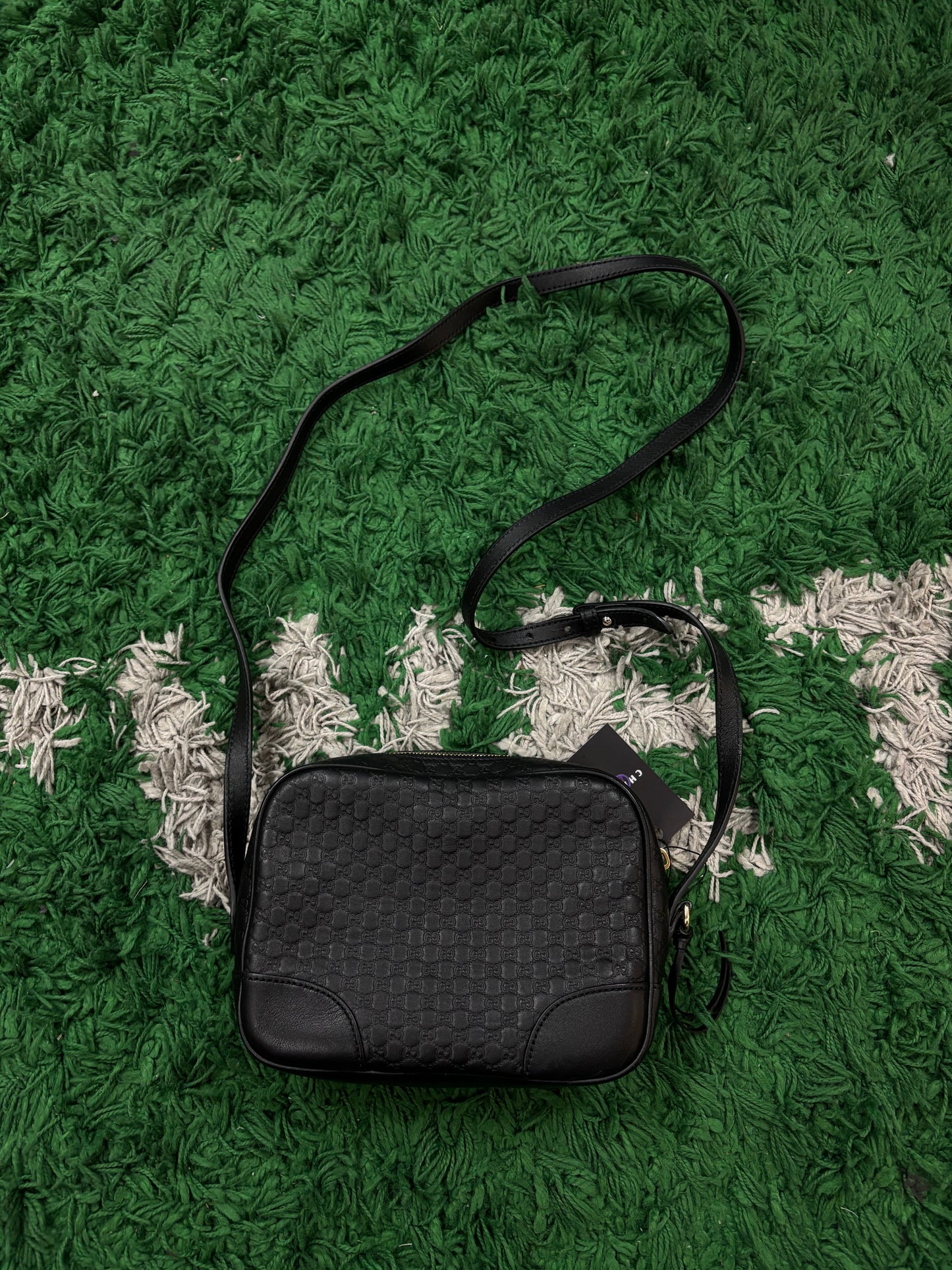 Gucci Microguccissima Monogram Crossbody Bag Black Used OS