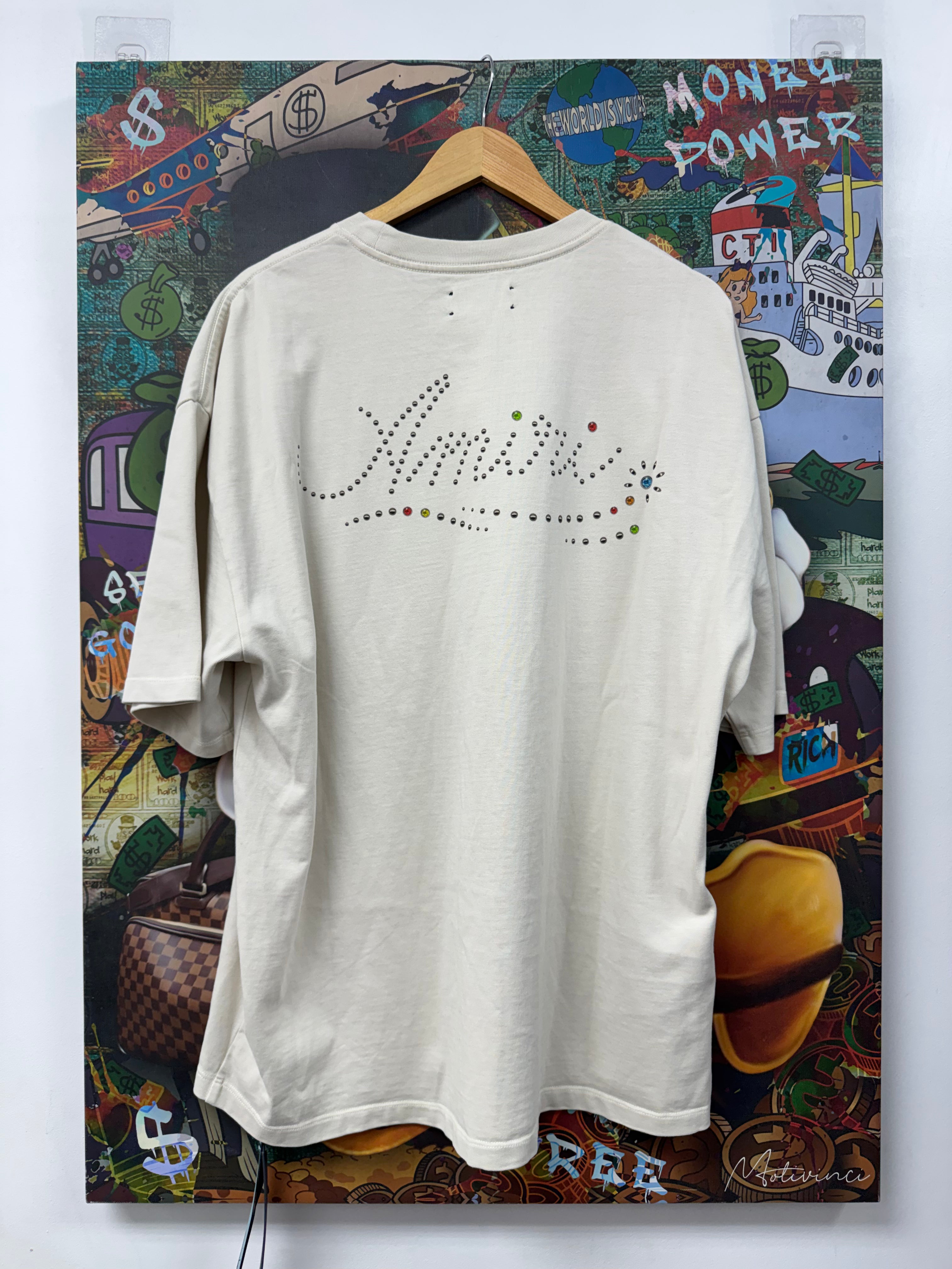 Amiri Cream Stud Logo Tee
