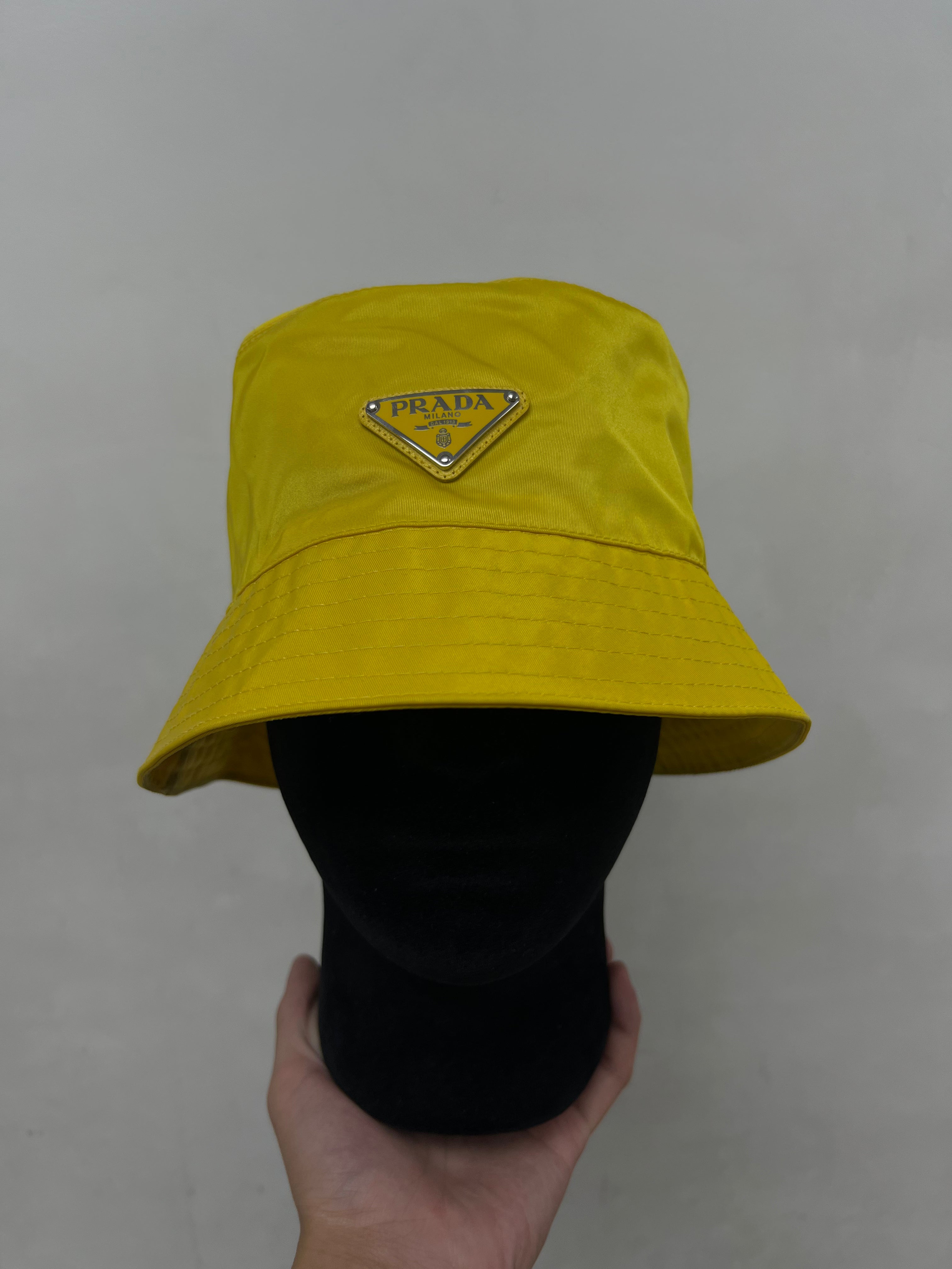 Prada Yellow Nylon Bucket Hat