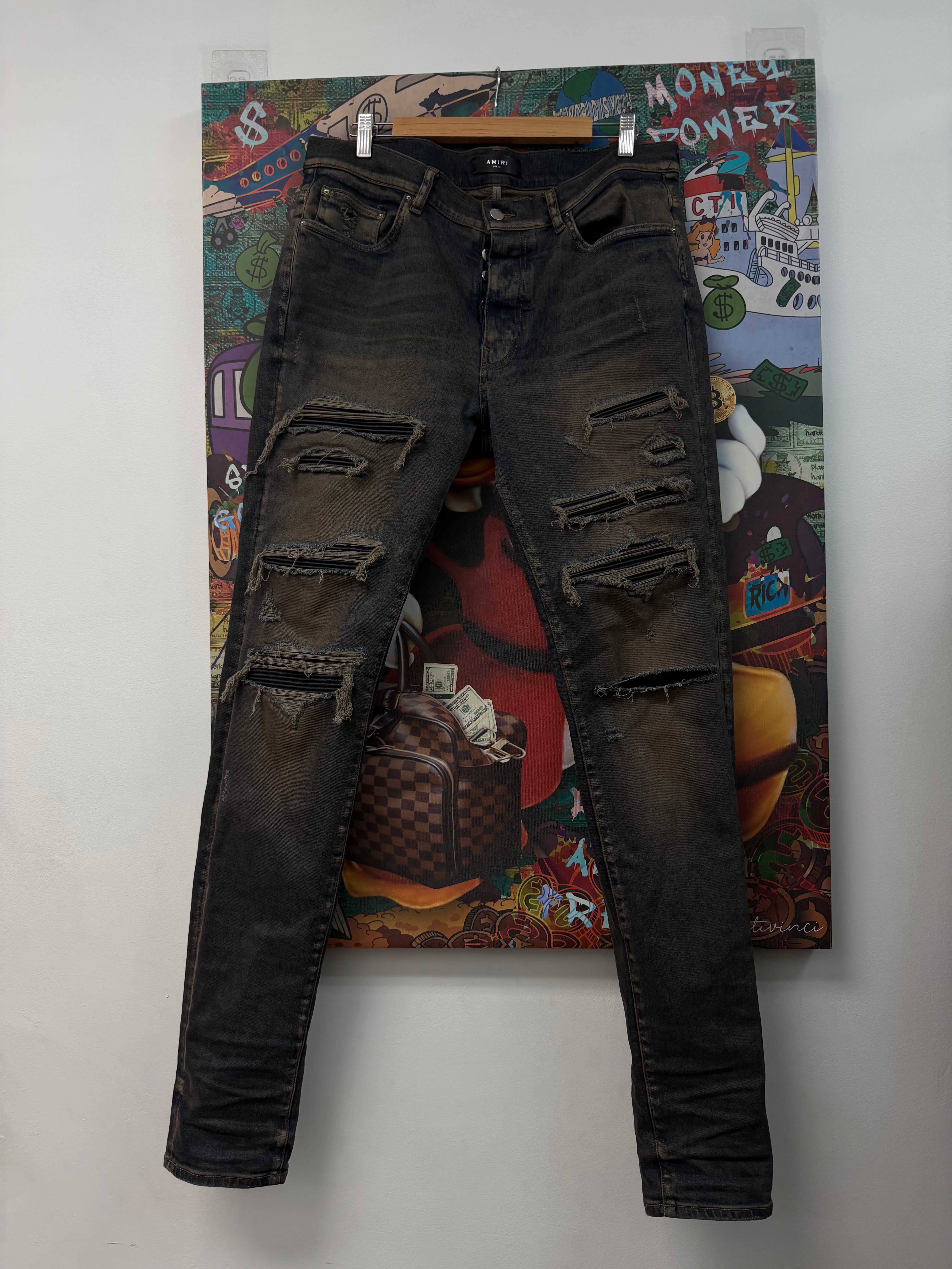 Amiri Rust Black Thrasher Patch MX1 Jeans