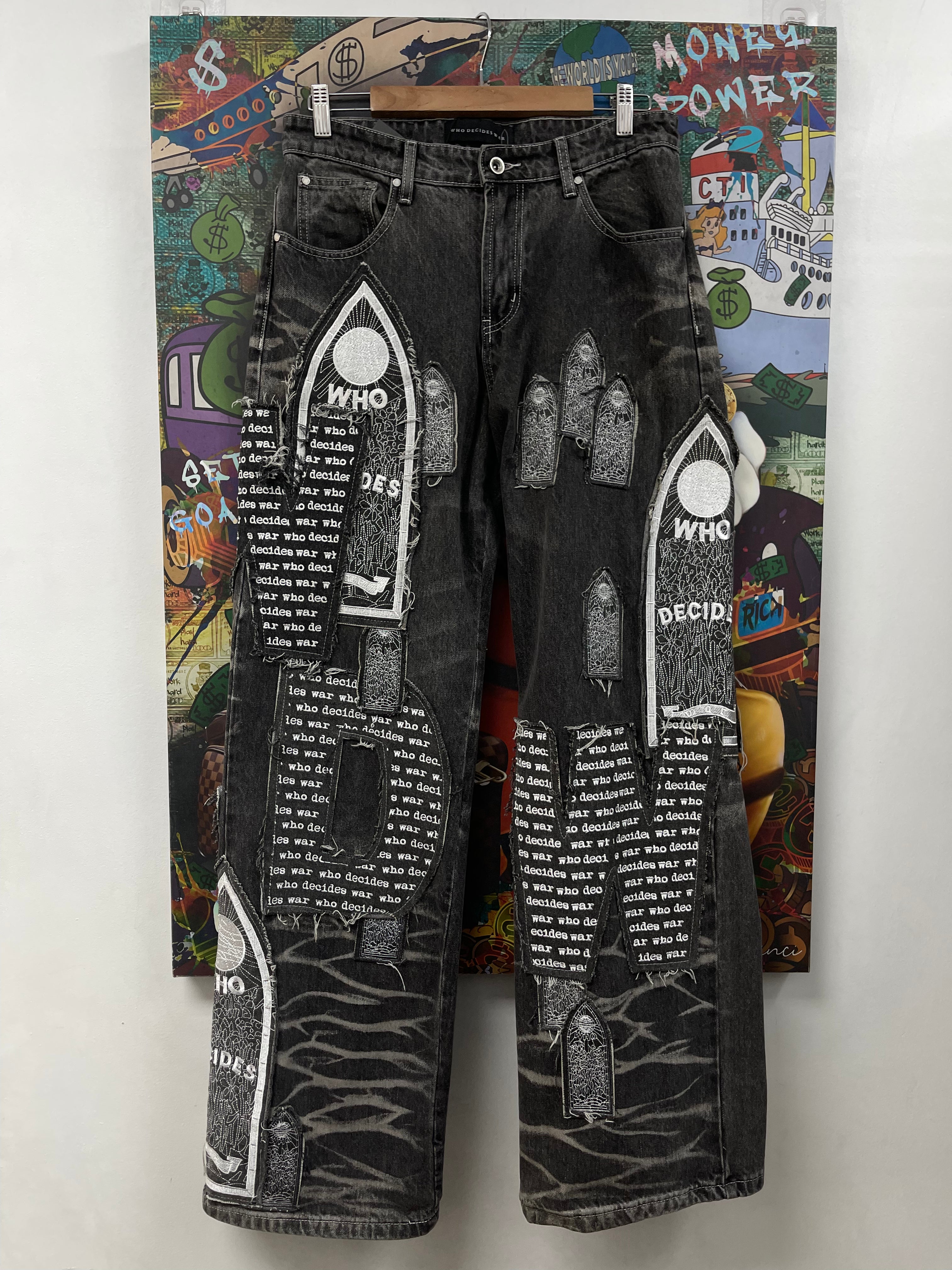 Who Decides War Grey Overlay Baggy Jeans