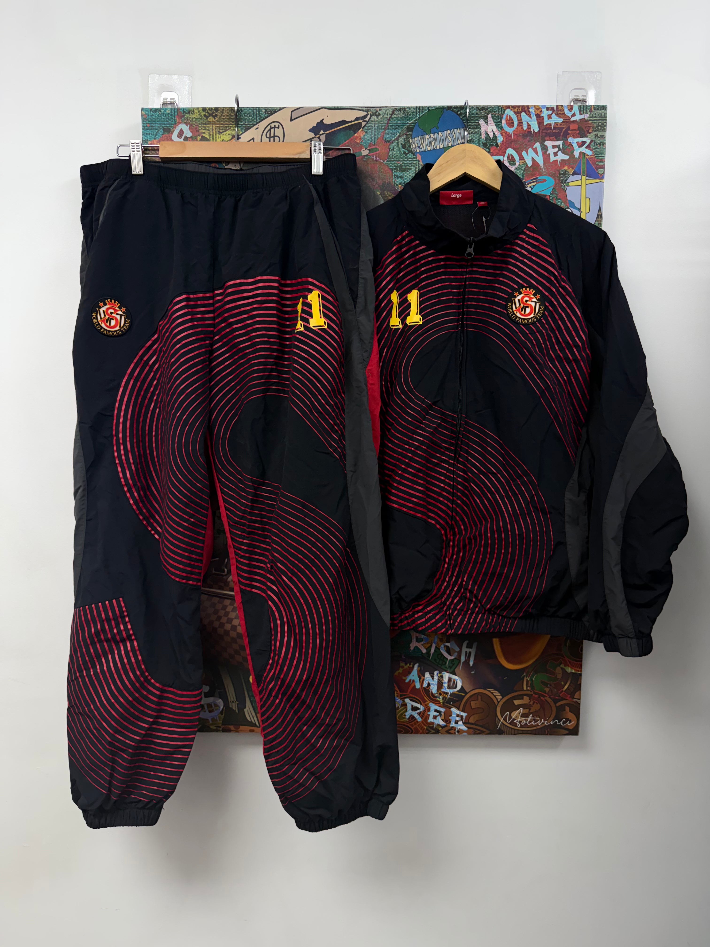 Supreme Black Red Yellow 11 S Logo Track Suit