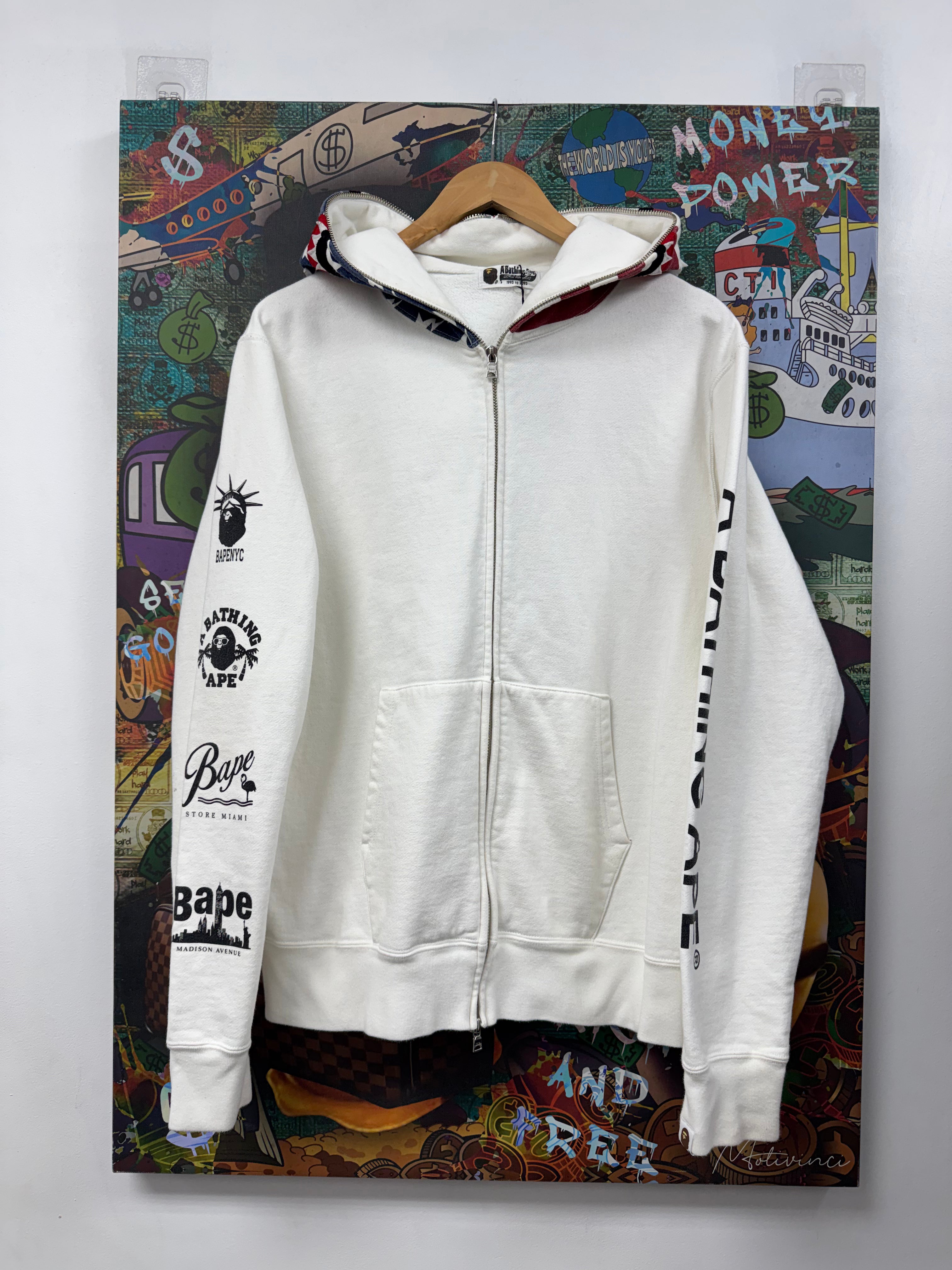 BAPE White USA Flag Shark Zip Up