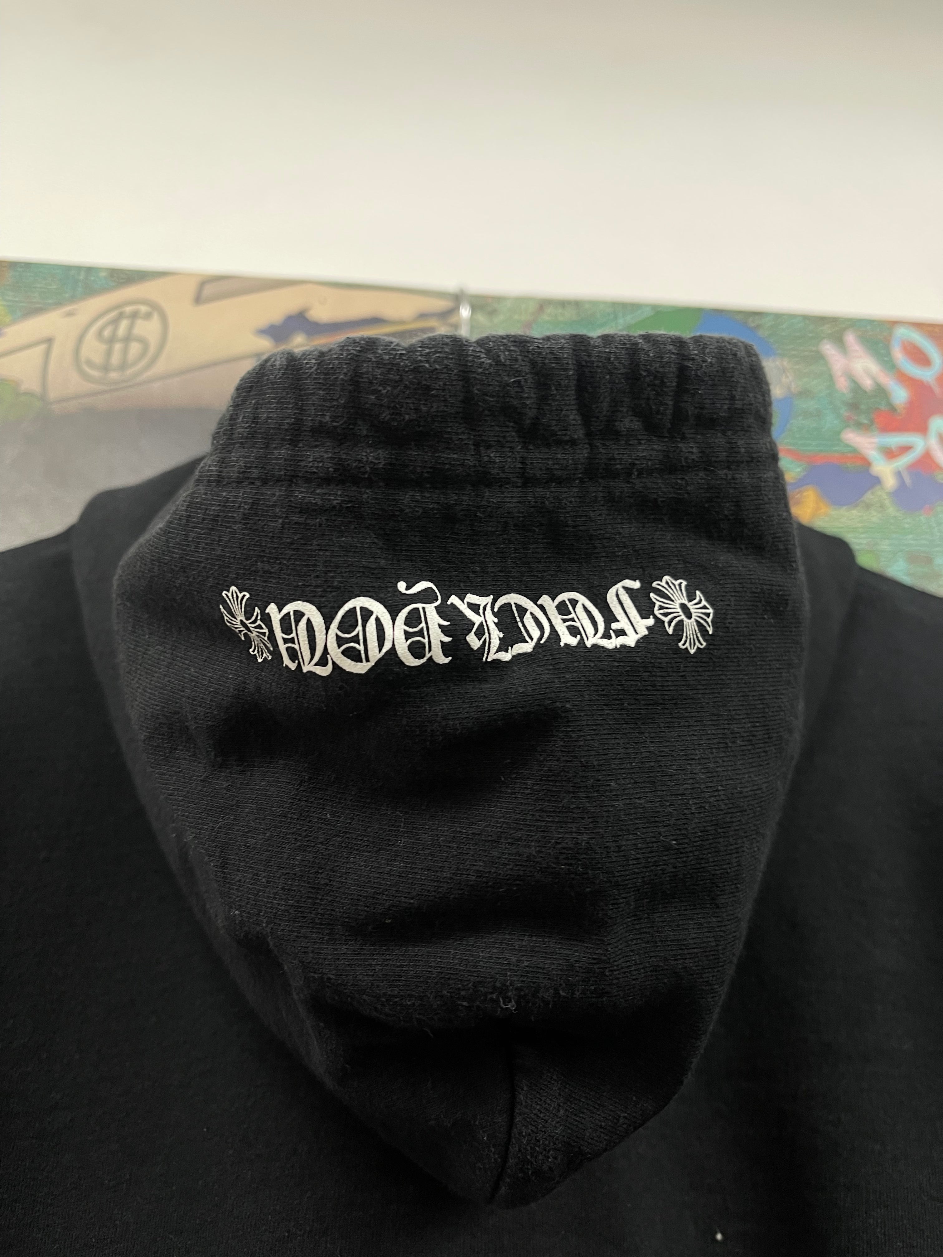 Chrome Hearts Black White Fuck You Vertical Logo Hoodie