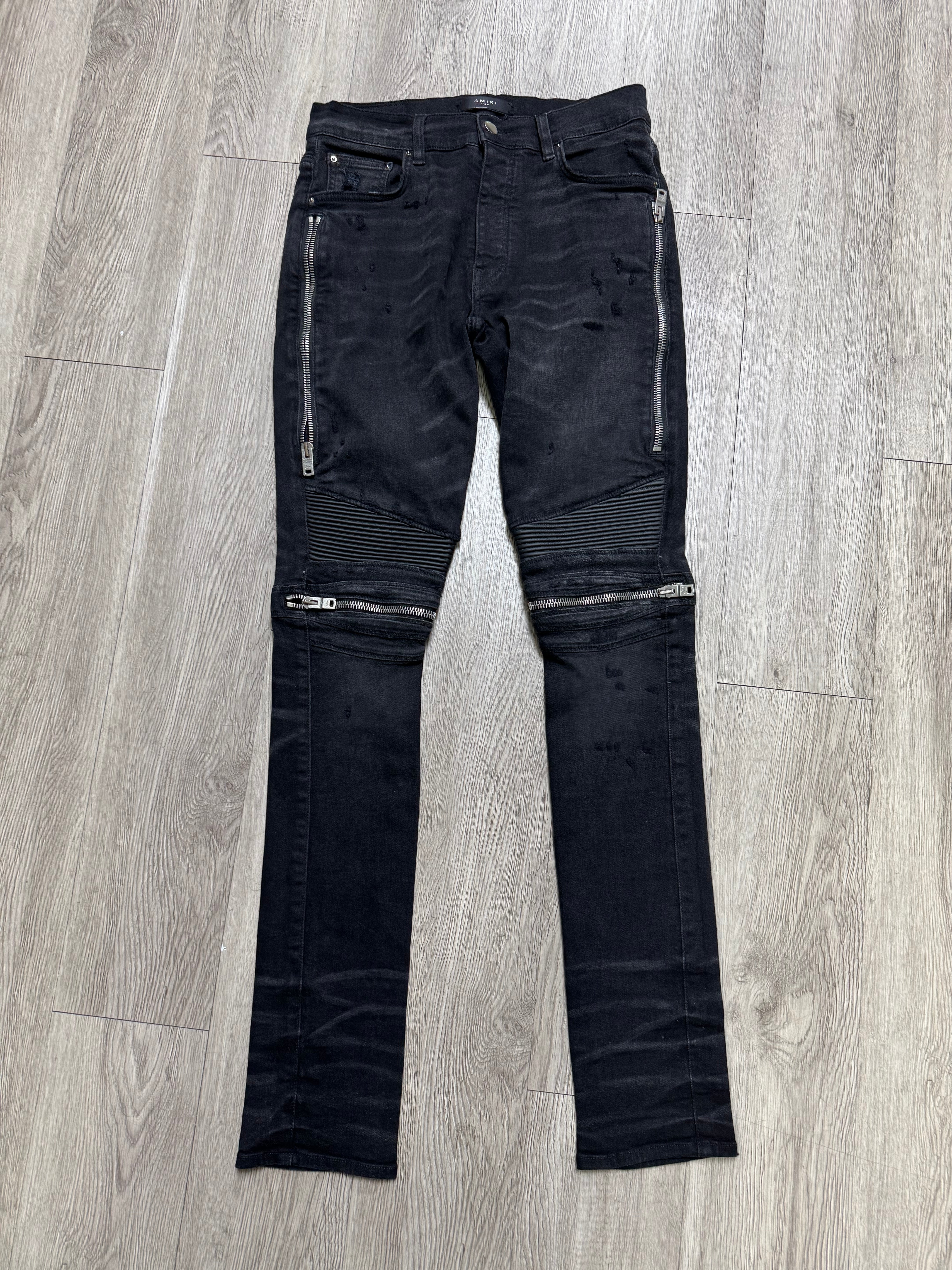 Amiri MX2 Black Wash Black Patch Jeans