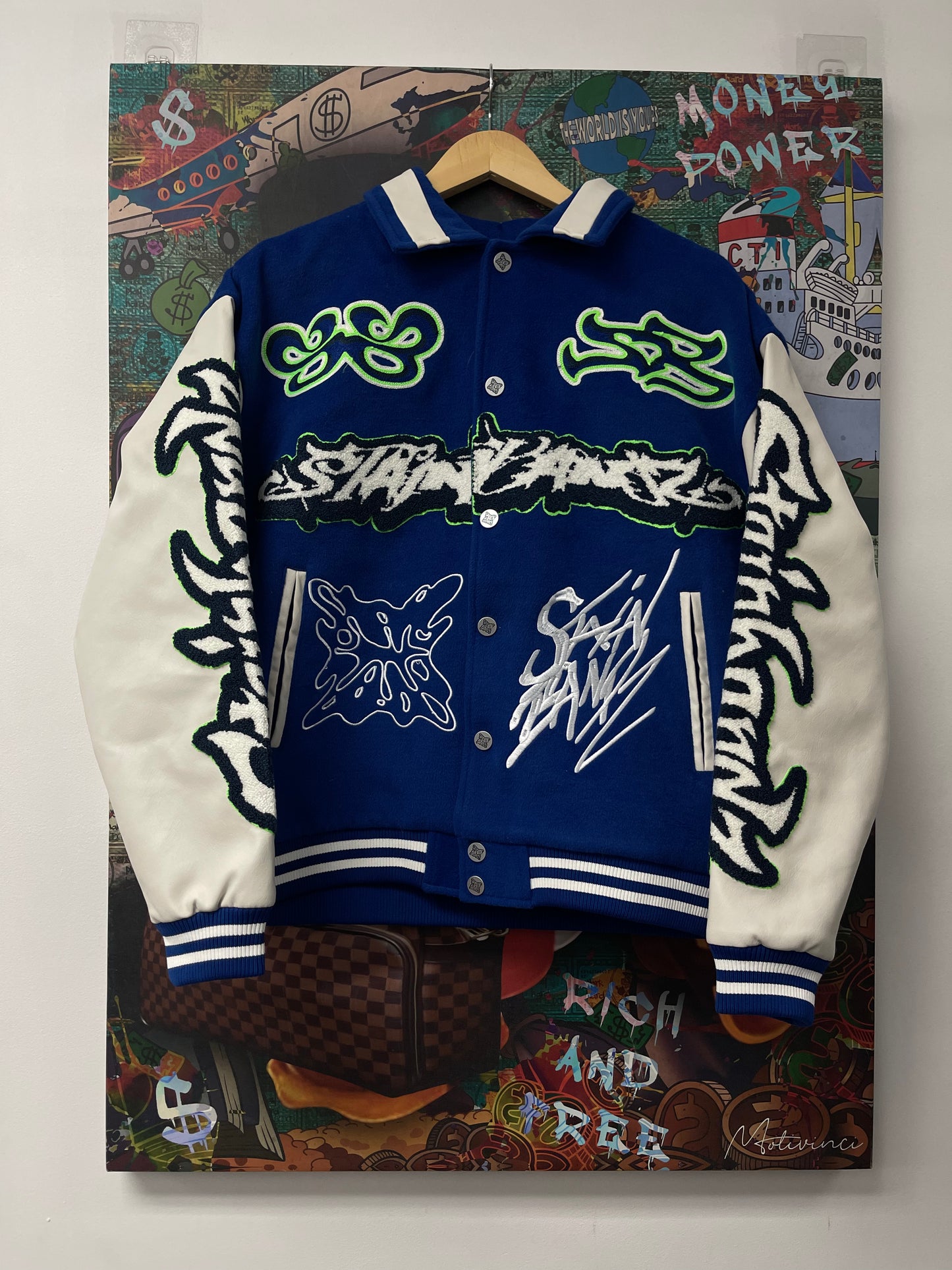 SB Studios Blue Varsity Jacket New With Tags