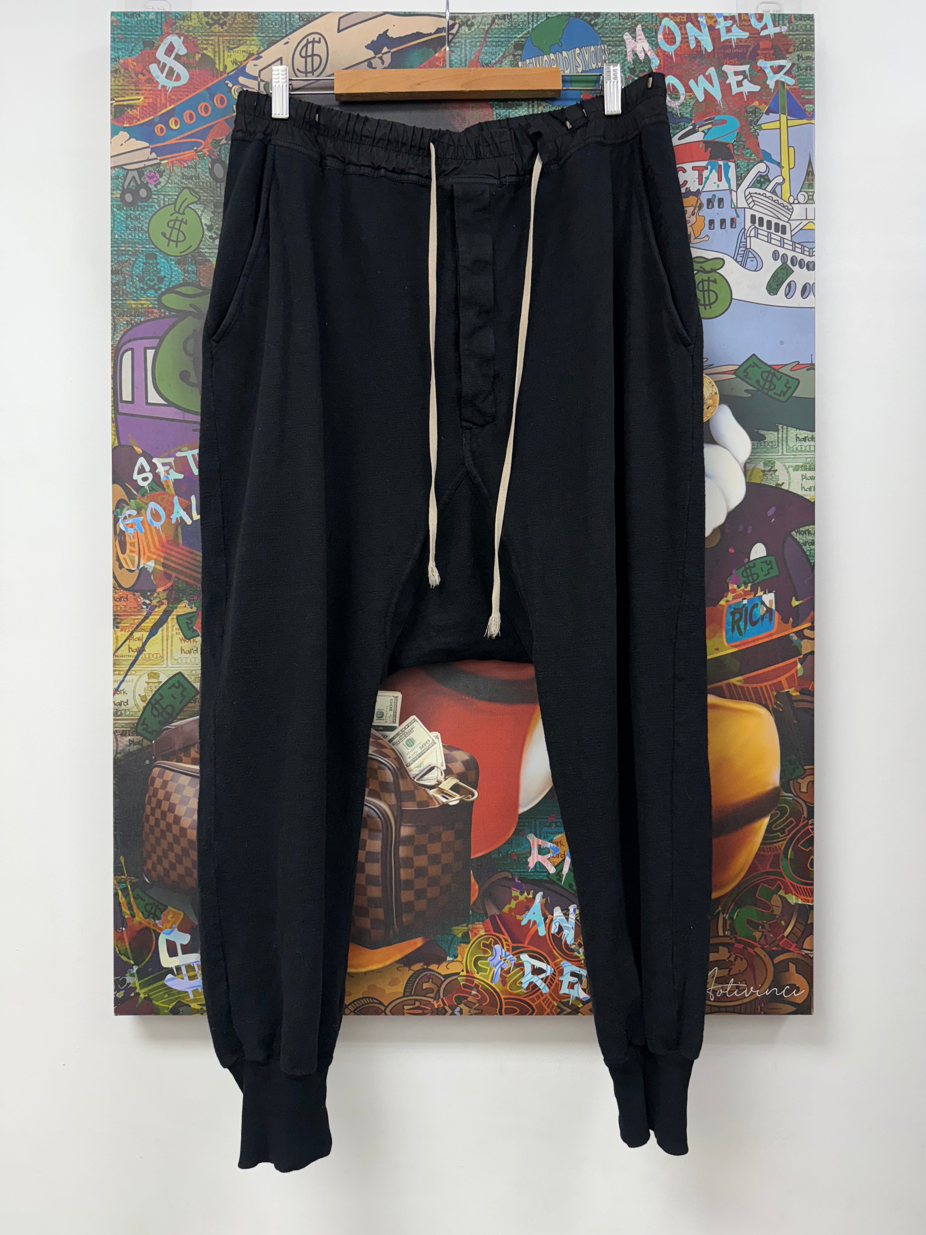 Rick Owens Black Distressed 3/4 Jogger Sweats