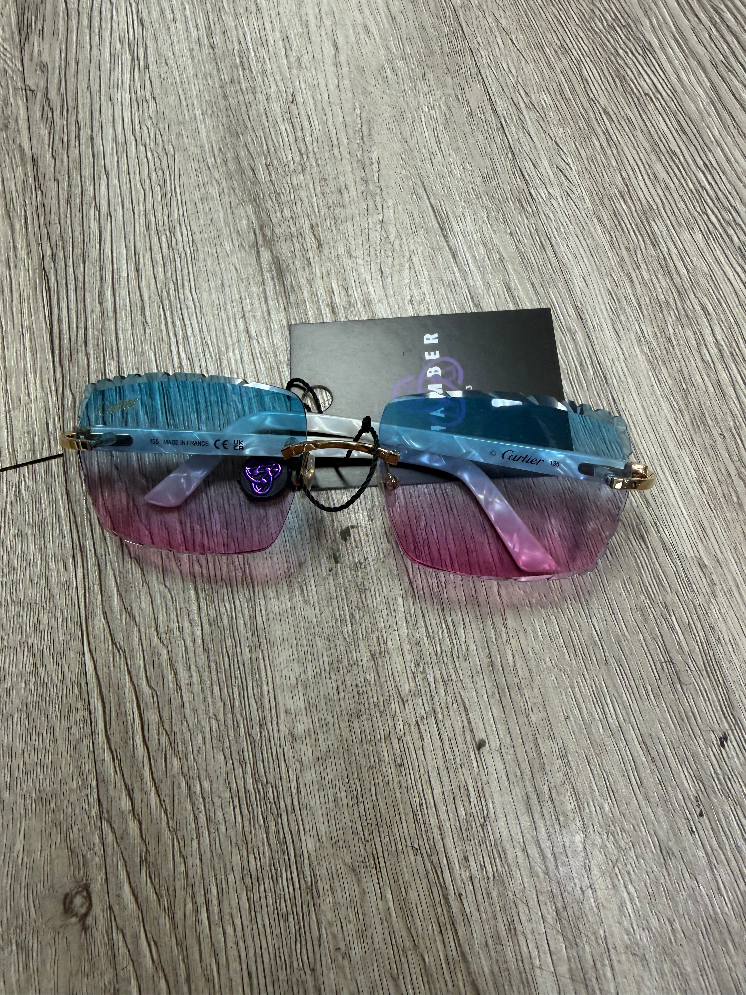 Cartier Cotton Candy Acetate Diamond Cut Lens Sunglasses
