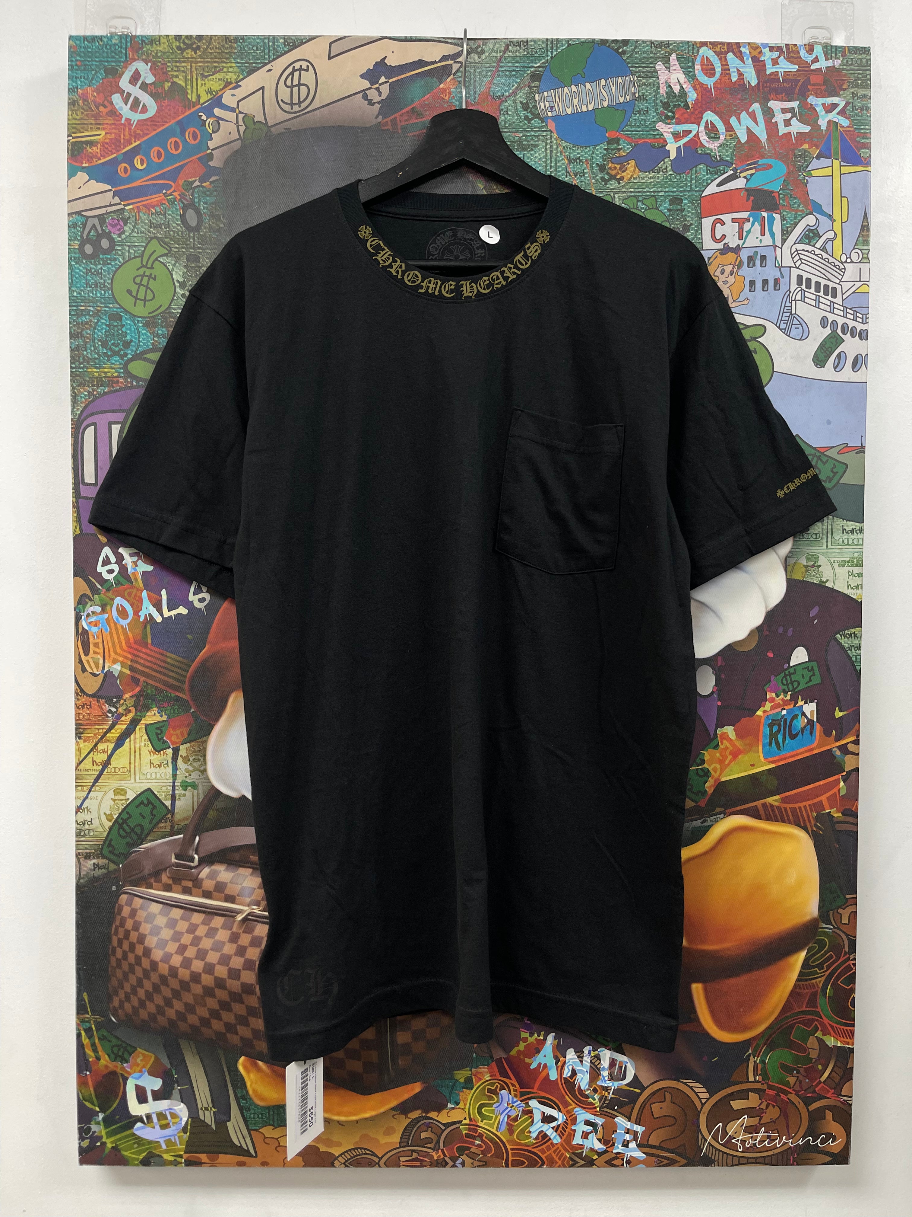 Chrome Hearts Black Olive Neck Logo Tee
